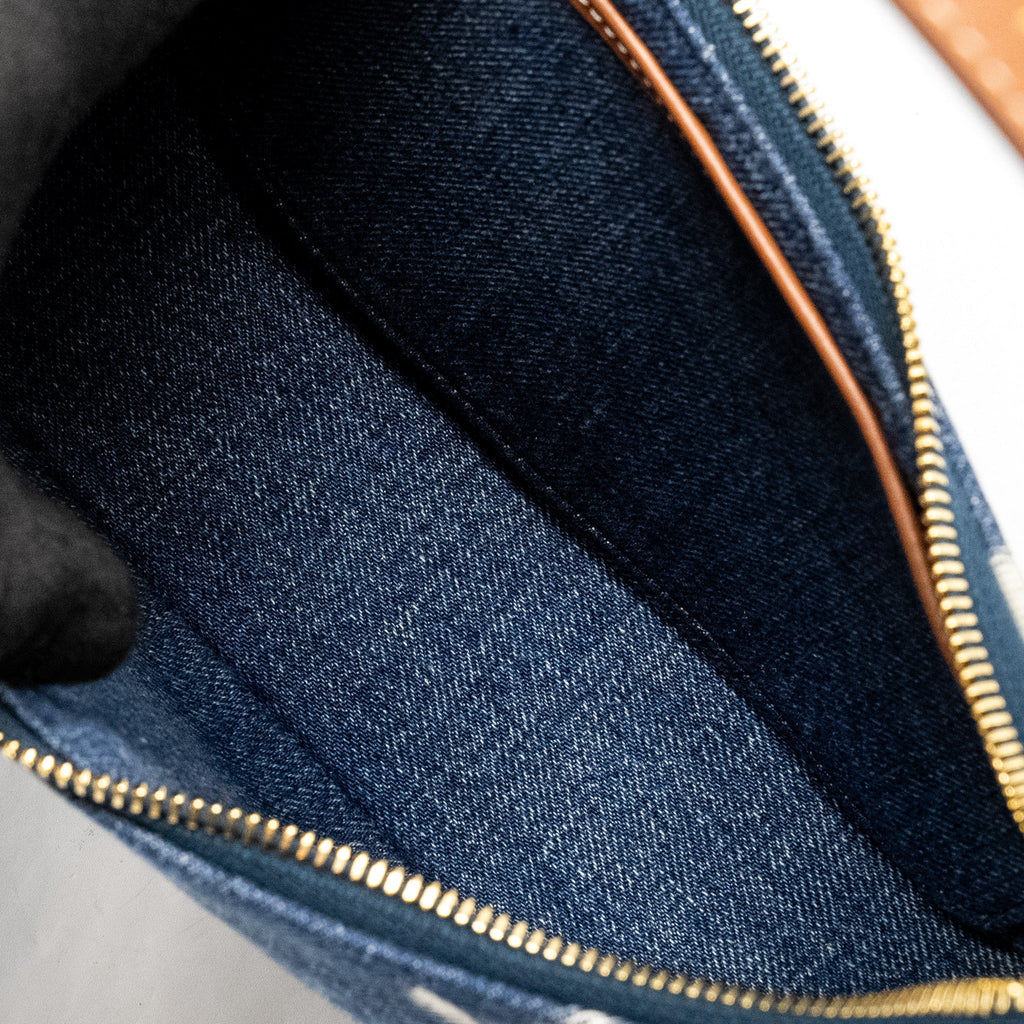 CELINE MEDIUM AVA BAG WITH TRIOMPHE DENIM NAVY/TAN GHW