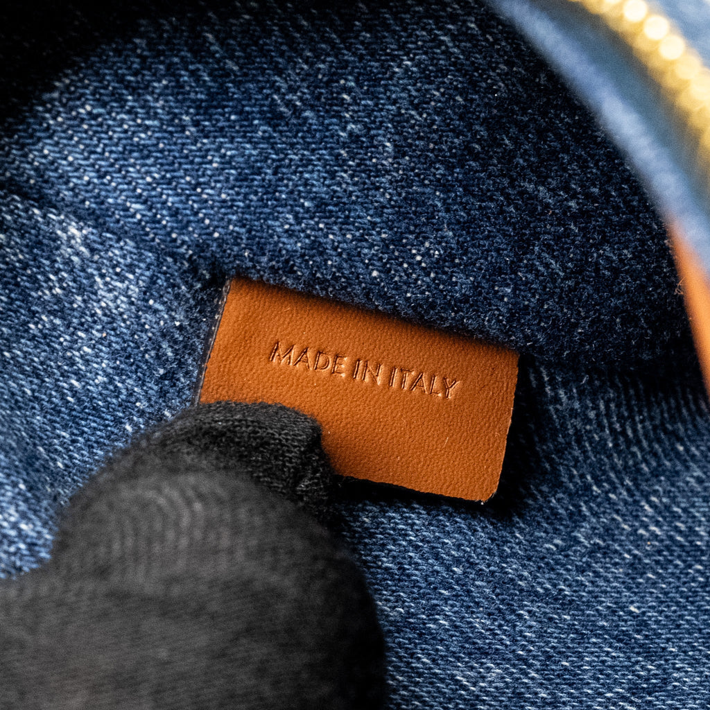 CELINE MEDIUM AVA BAG WITH TRIOMPHE DENIM NAVY/TAN GHW