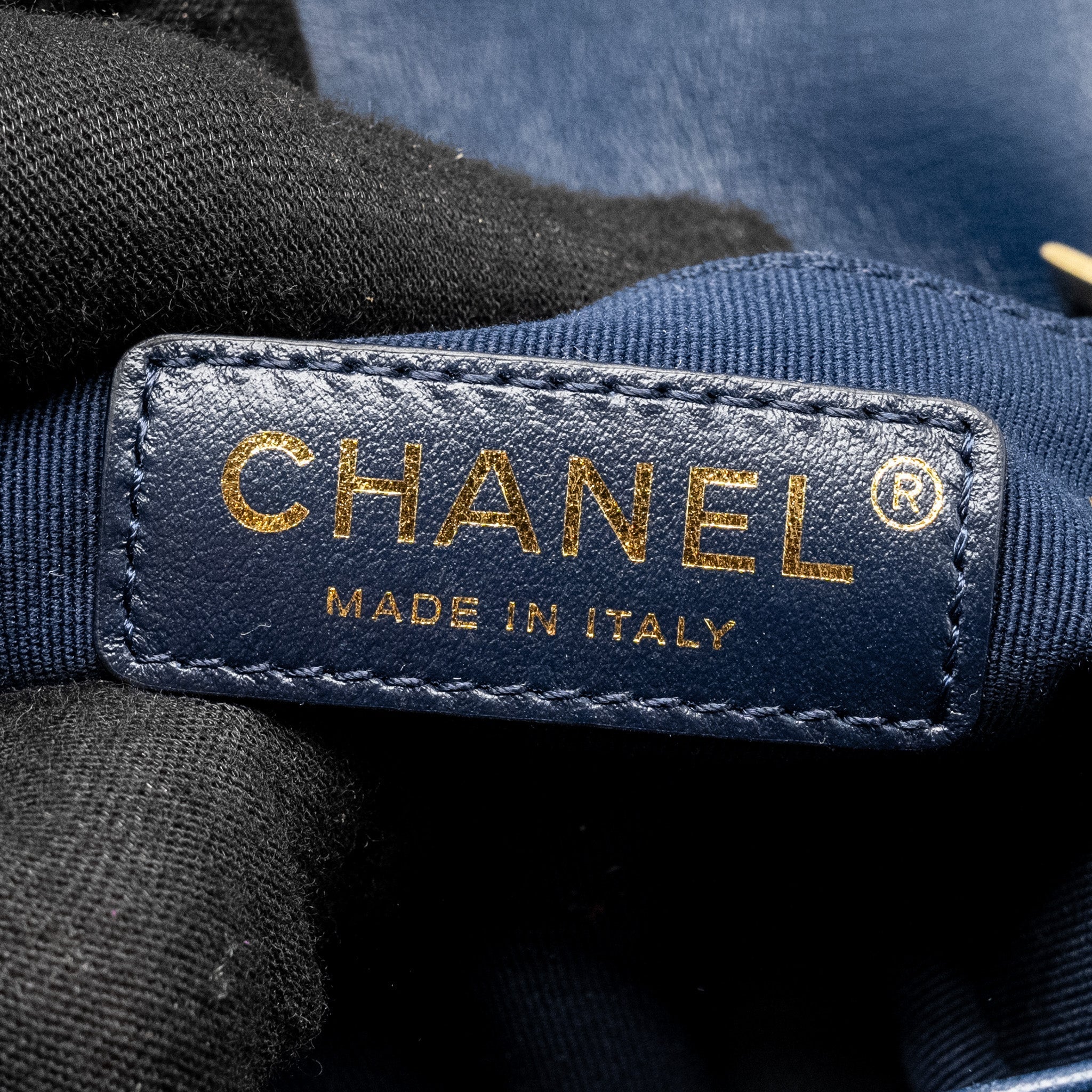 CHANEL CAMELLIA EMBOSSED MINI SQUARE FLAP BAG VELVET NAVY GHW (MICROCHIP)