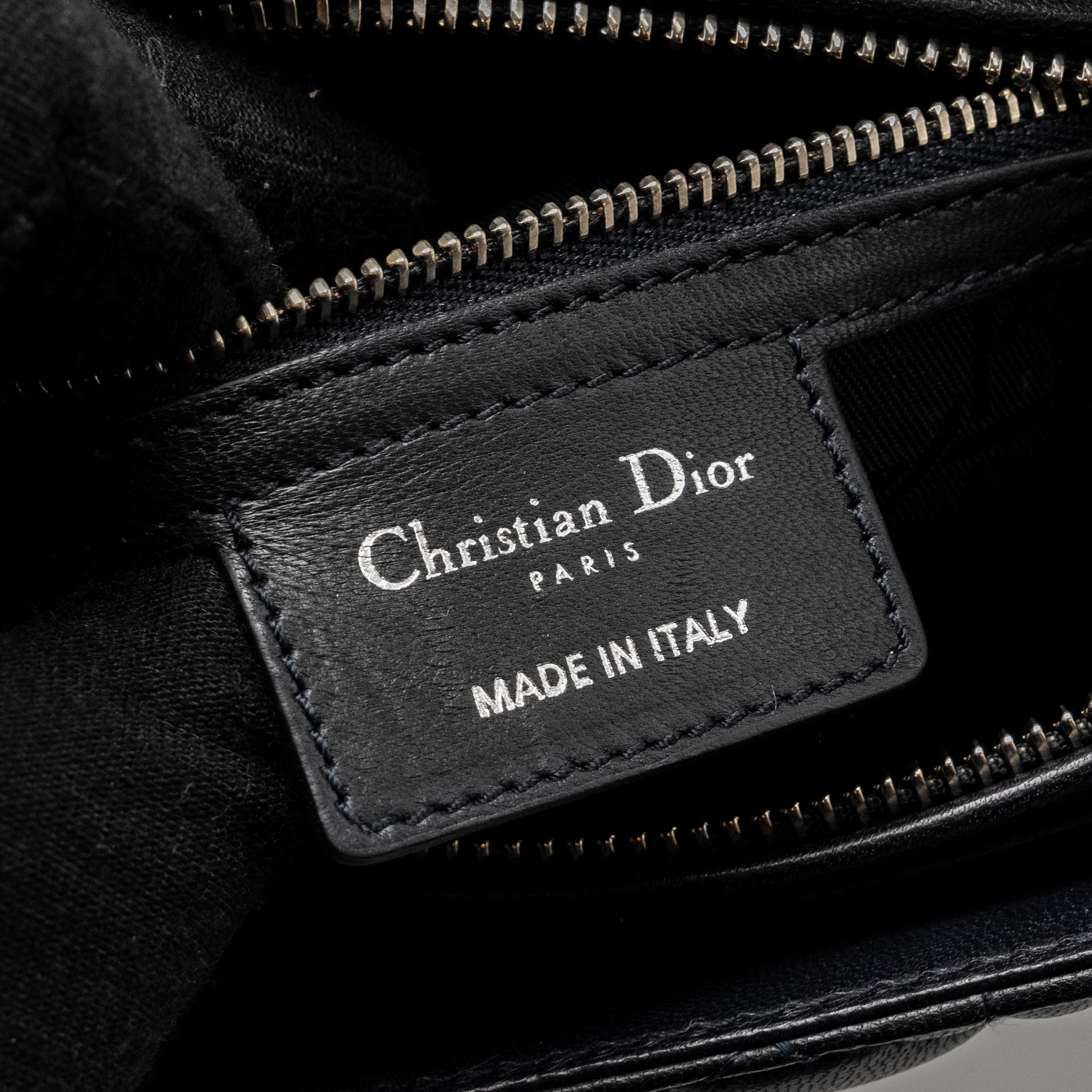 DIOR MEDIUM LADY DIOR LAMBSKIN DARK BLUE SHW