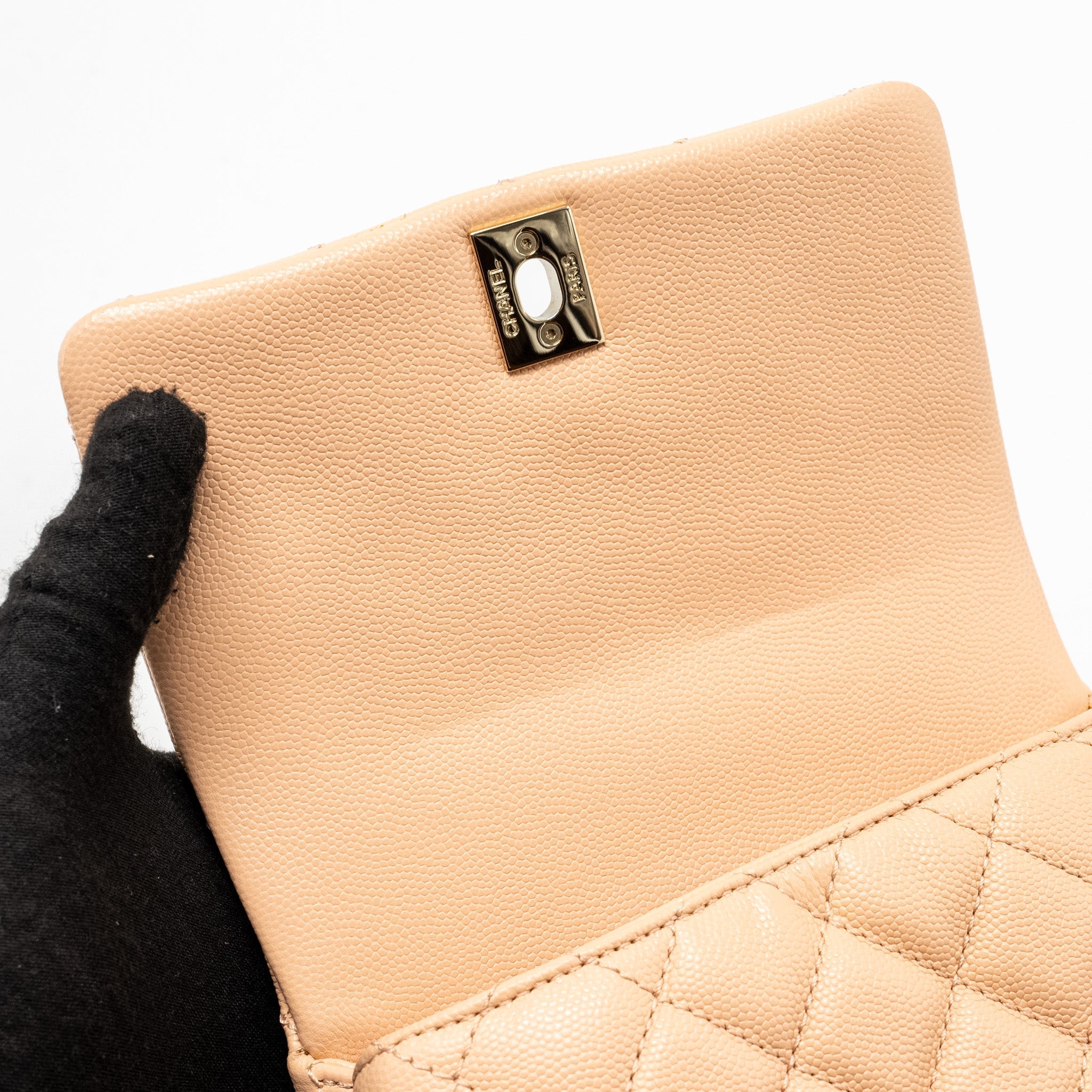 CHANEL MINI COCO HANDLE CAVIAR BEIGE LGHW