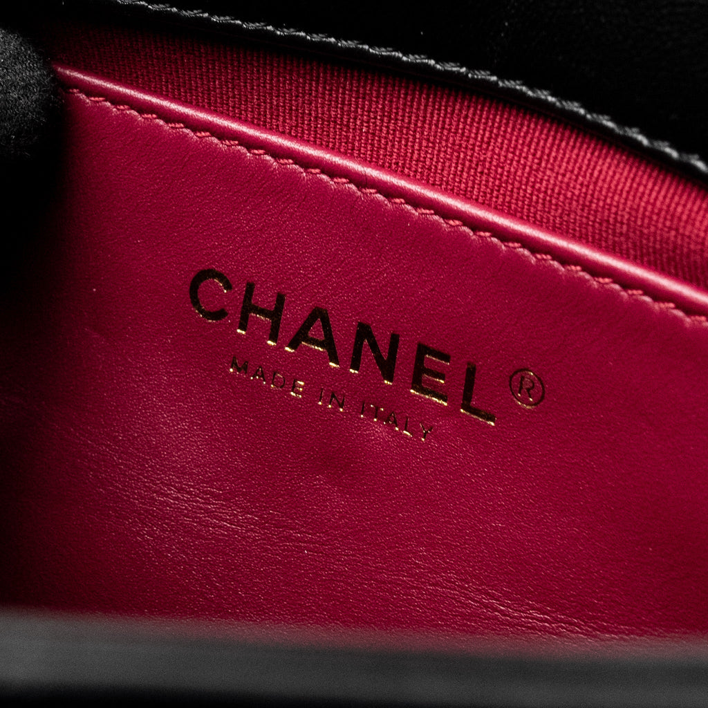 CHANEL 22B MINI FLAPBAG LAMBSKIN BLACK GHW (MICROCHIP)