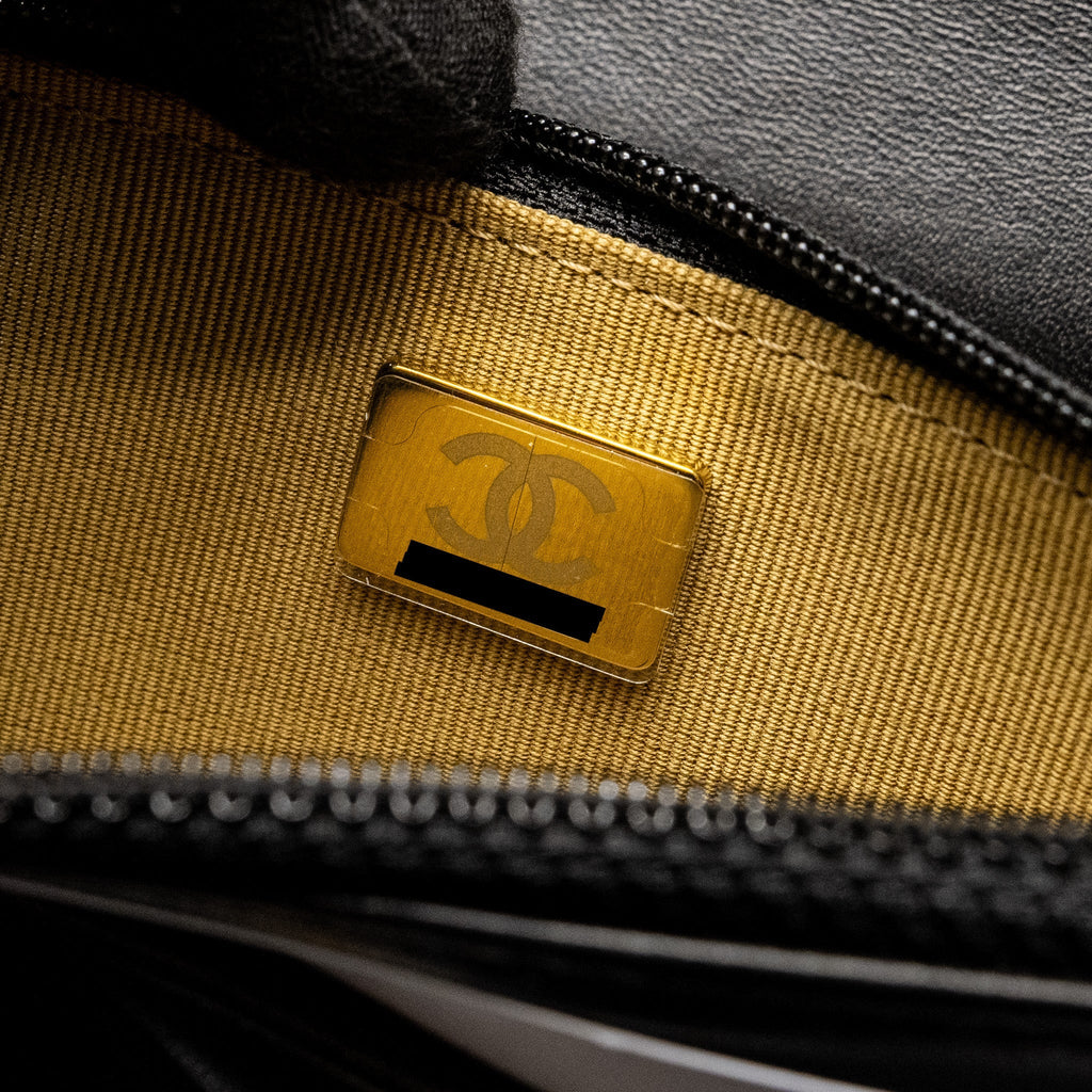 CHANEL PEARL CRUSH WALLET ON CHAIN LAMBSKIN BLACK GHW (MICROCHIP)