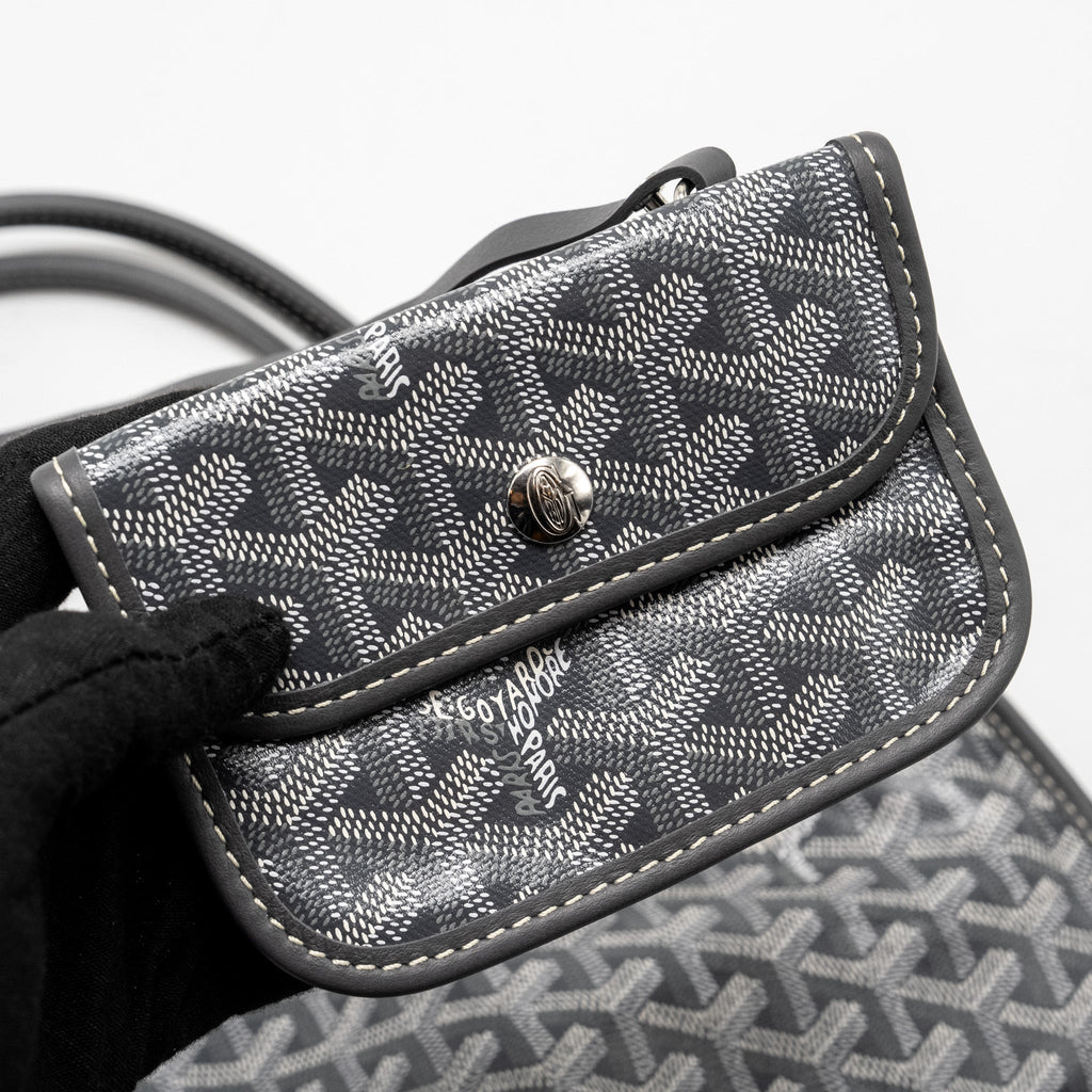 GOYARD MINI ANJOU TOTE BAG GOYARDINE CANVAS/CALFSKIN GREY SHW