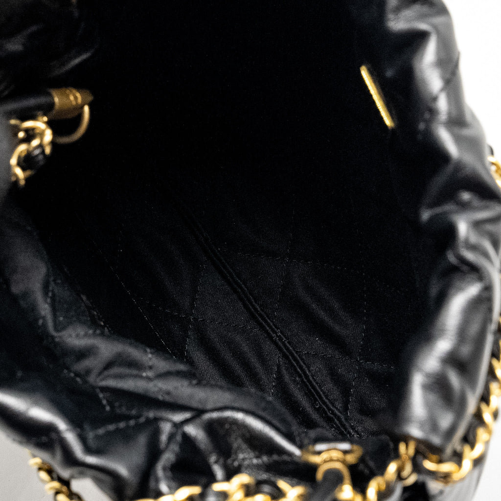 CHANEL 23K MINI 22 BAG SHINY CALFSKIN BLACK GHW (MICROCHIP)