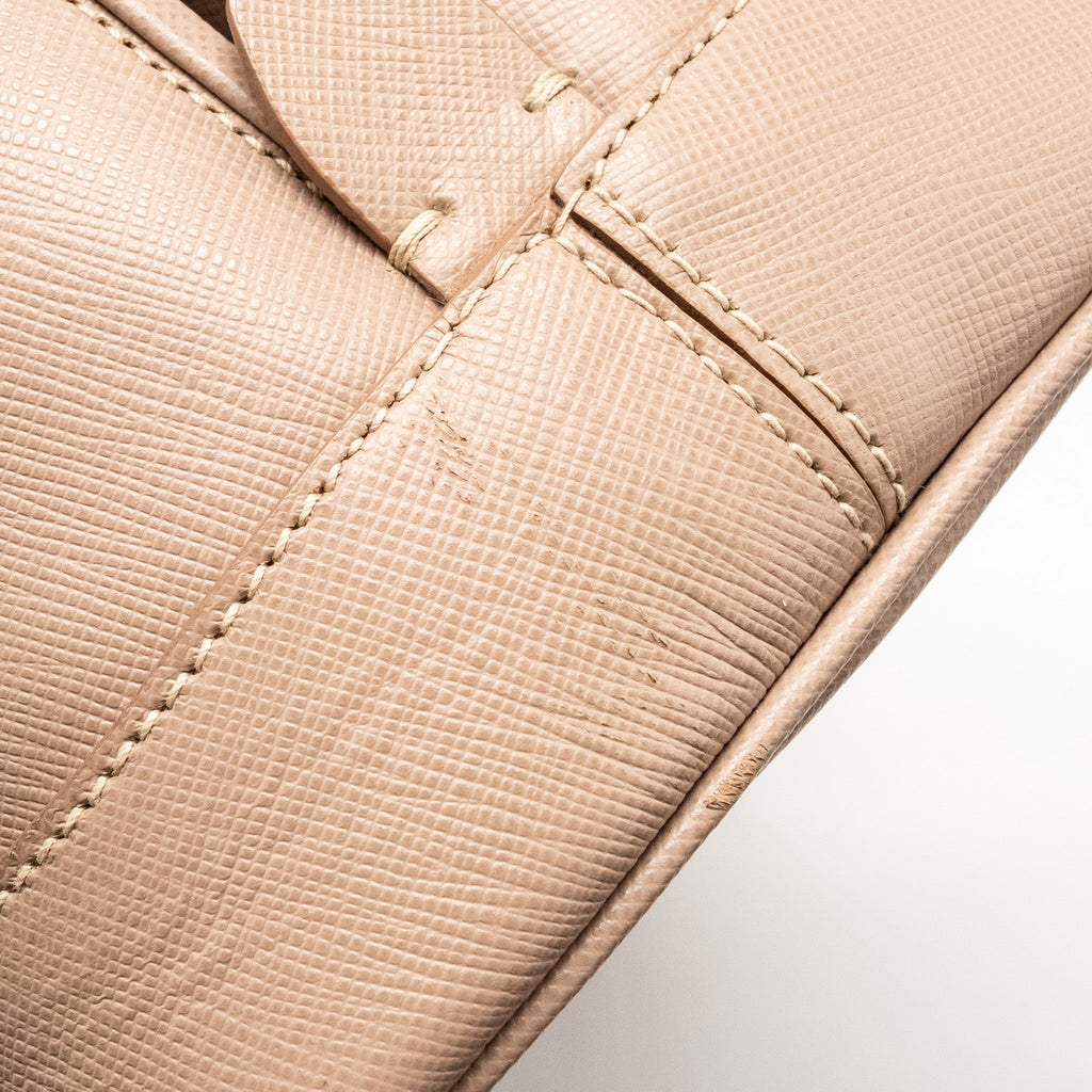 PRADA SAFFIANO VERNICE PROMENADE DOME TOTE LEATHER BEIGE GHW