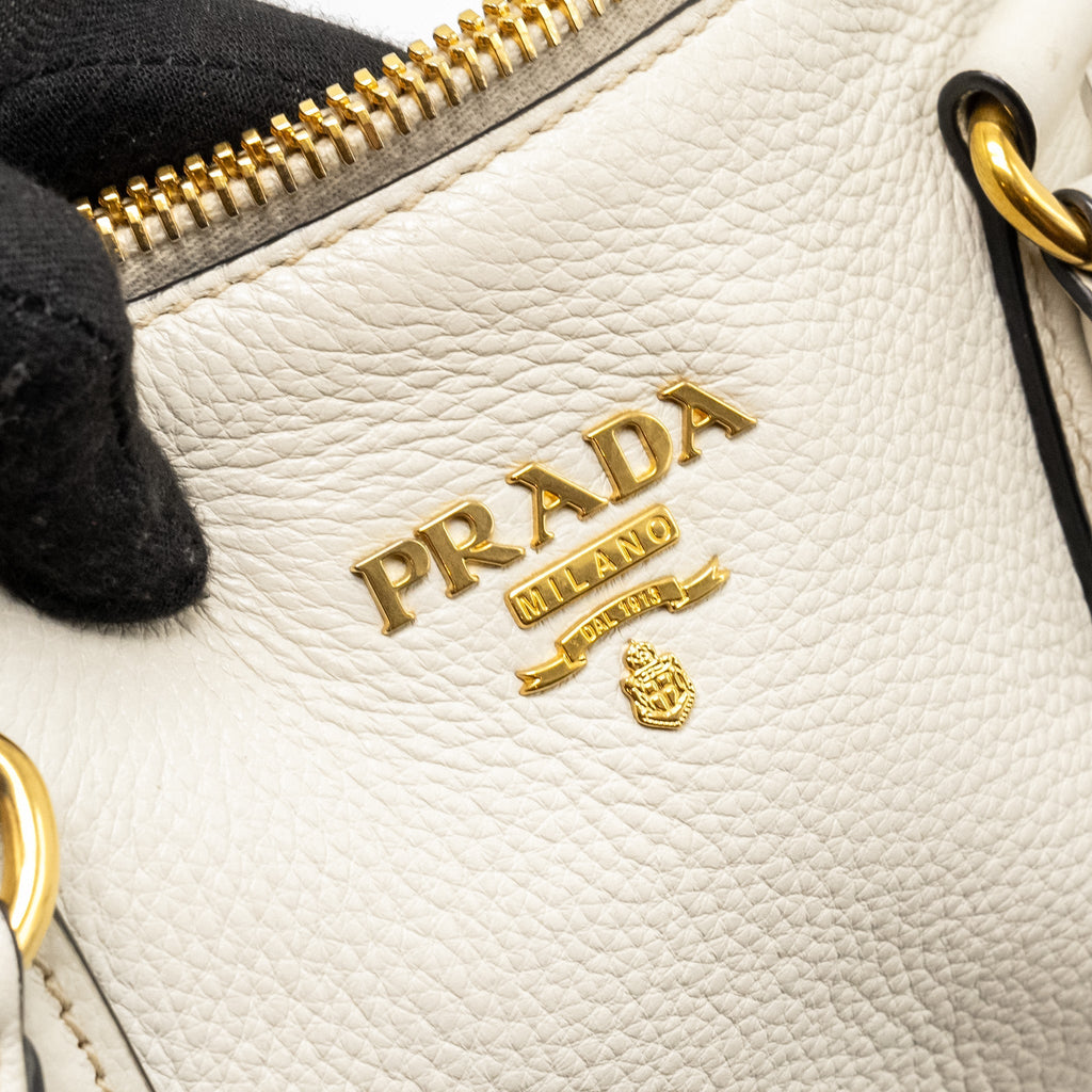 PRADA VITELLO DAINO BAG LEATHER WHITE GHW
