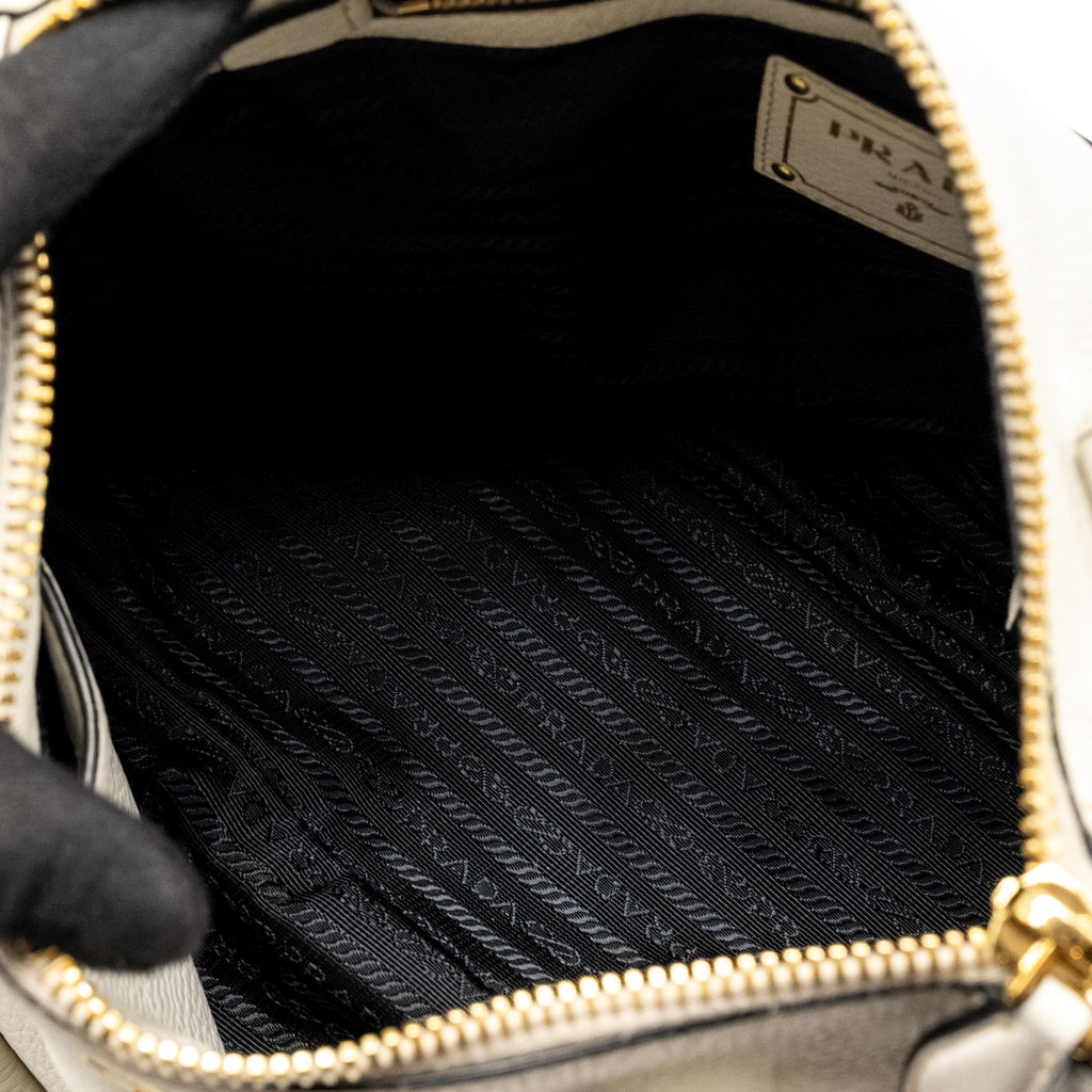 PRADA VITELLO DAINO BAG LEATHER WHITE GHW
