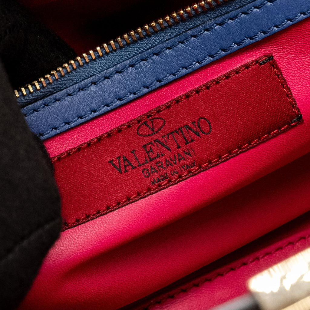 VALENTINO ROCKSTUD DOUBLE HANDLE TOTE BAG CALFSKIN MULTICOLOUR GHW