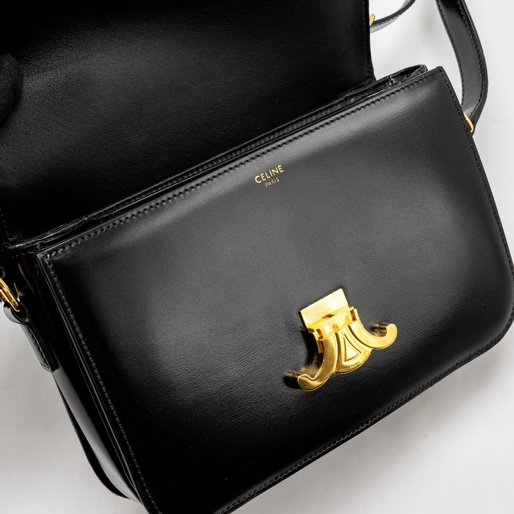 CELINE CLASSIC TRIOMPHE BAG SHINY CALFSKIN BLACK GHW