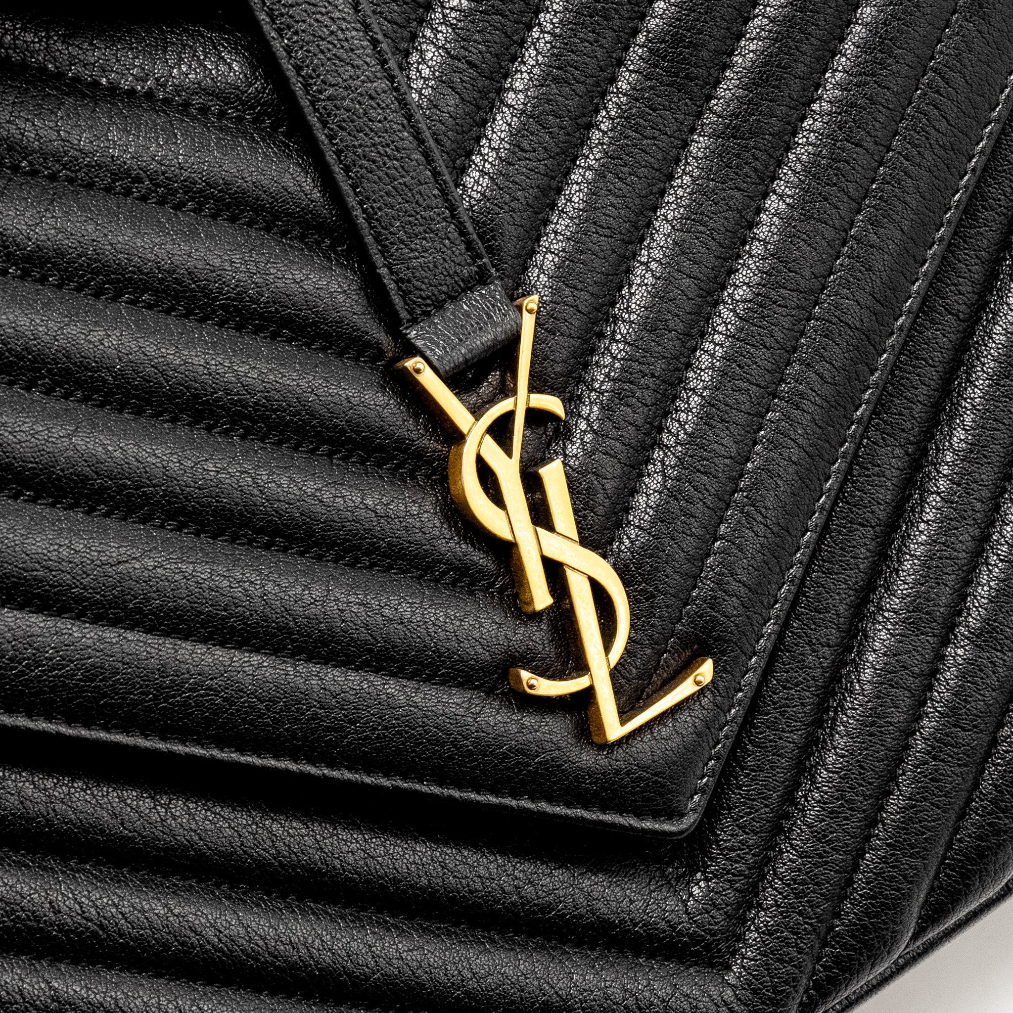 SAINT LAURENT/YSL LARGE COLLEGE BAG MATELASSE LEATHER BLACK GHW