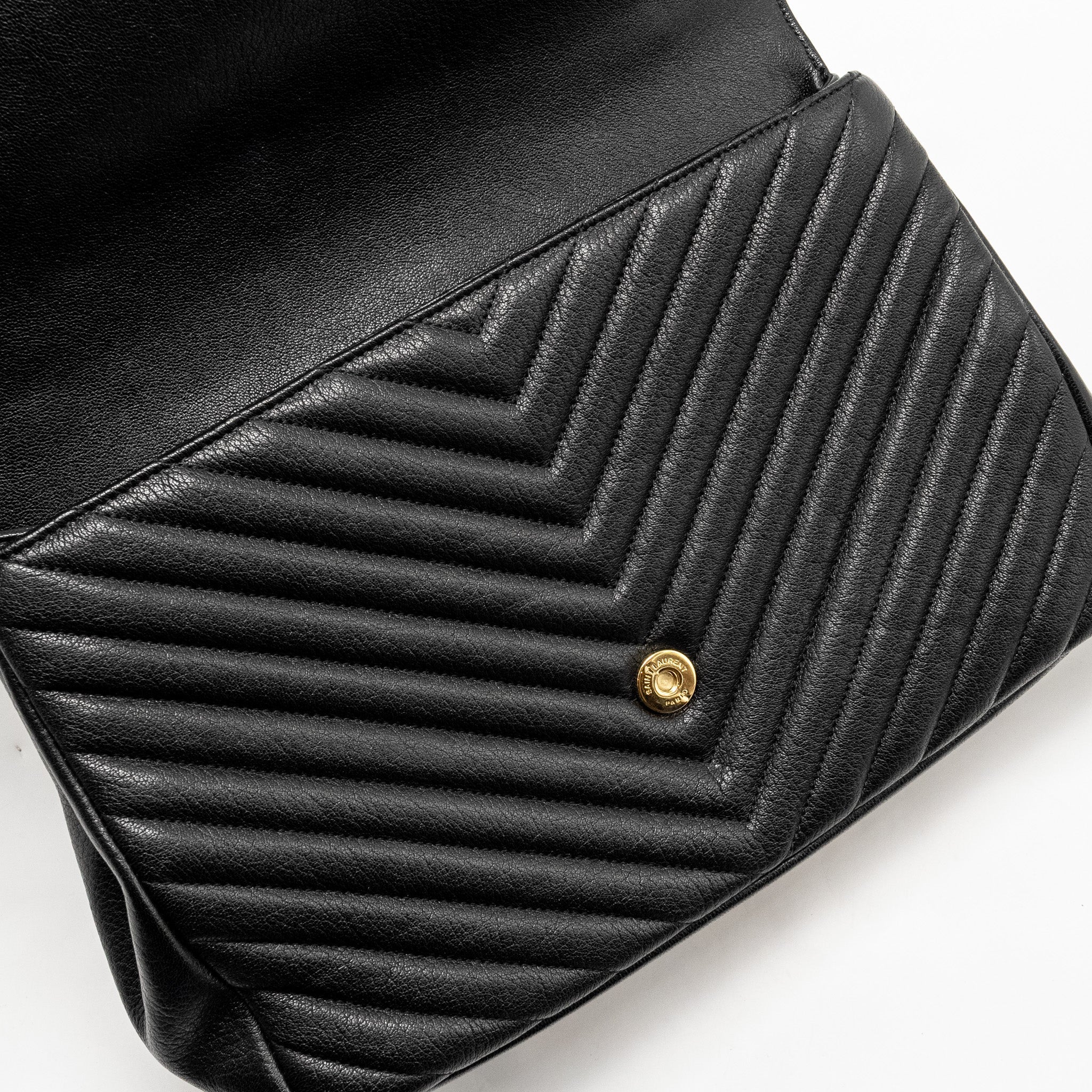 SAINT LAURENT/YSL LARGE COLLEGE BAG MATELASSE LEATHER BLACK GHW