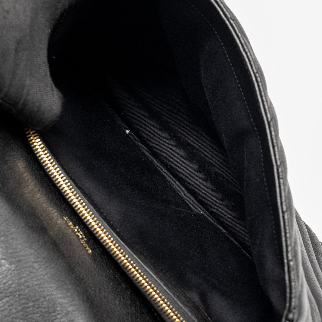 SAINT LAURENT/YSL LARGE COLLEGE BAG MATELASSE LEATHER BLACK GHW