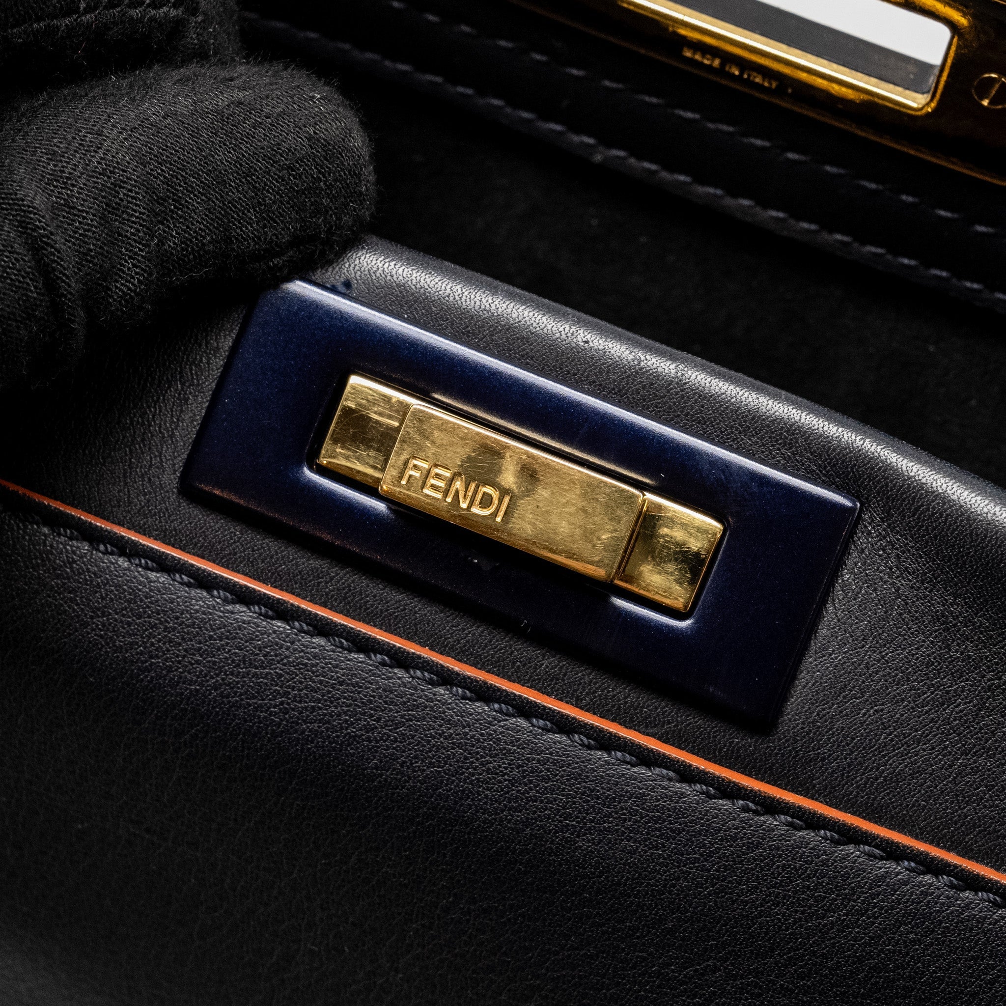 FENDI MEDIUM PEEKABOO CALFSKIN DARK BLUE/RED GHW