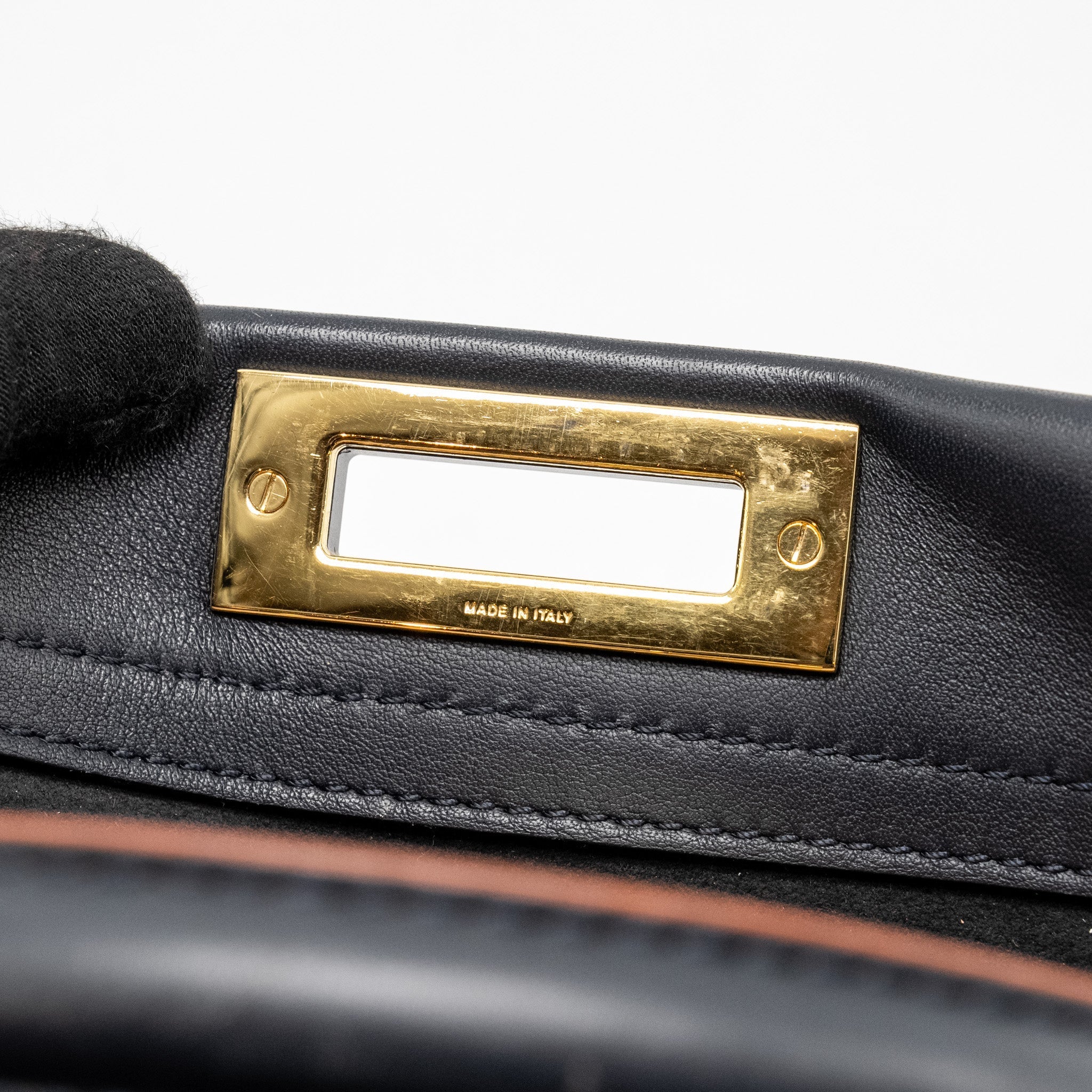 FENDI MEDIUM PEEKABOO CALFSKIN DARK BLUE/RED GHW