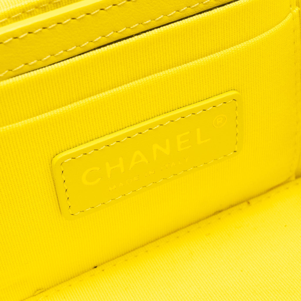 CHANEL CC VANITY CASE BAG CALFSKIN YELLOW GHW (MICROCHIP)