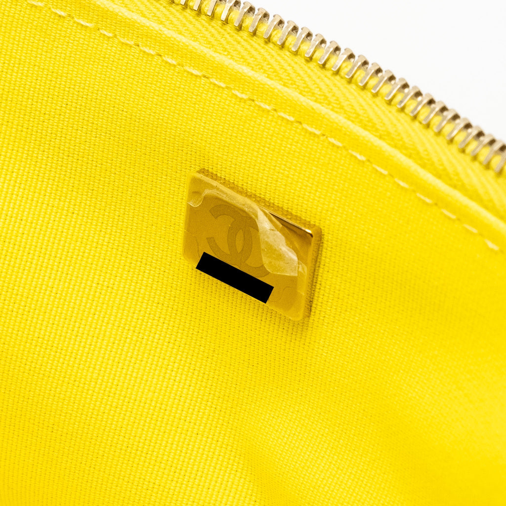 CHANEL CC VANITY CASE BAG CALFSKIN YELLOW GHW (MICROCHIP)