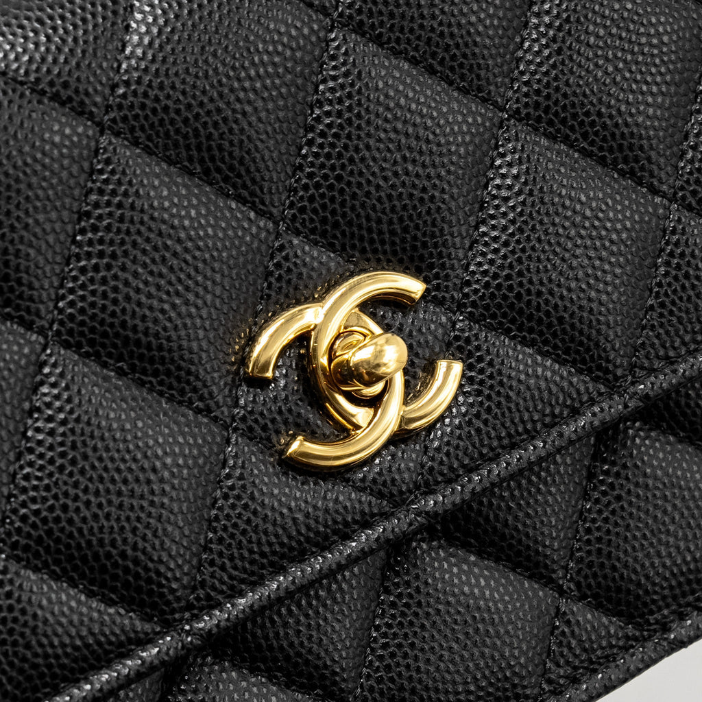 CHANEL 23S WALLET ON CHAIN WITH BAG CHARM CAVIAR BLACK GHW(MICROCHIP)