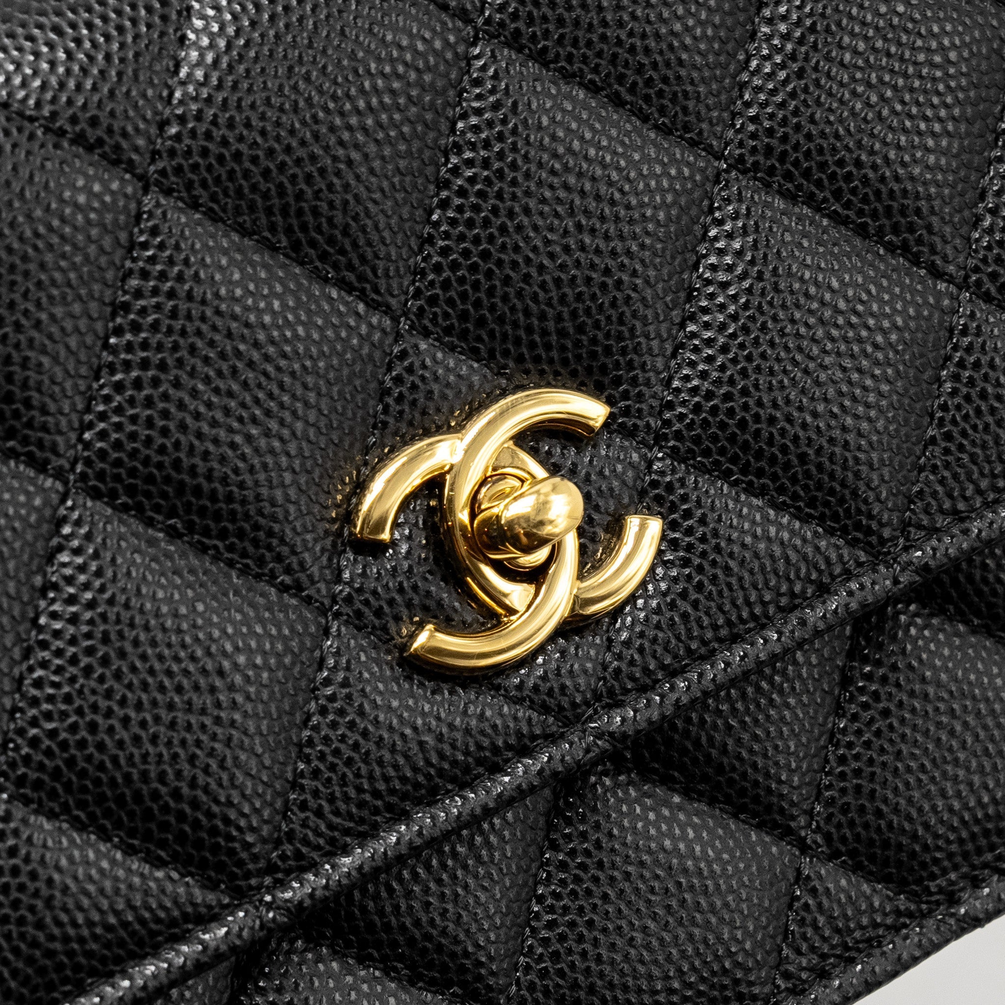 CHANEL 23S WALLET ON CHAIN WITH BAG CHARM CAVIAR BLACK GHW(MICROCHIP)