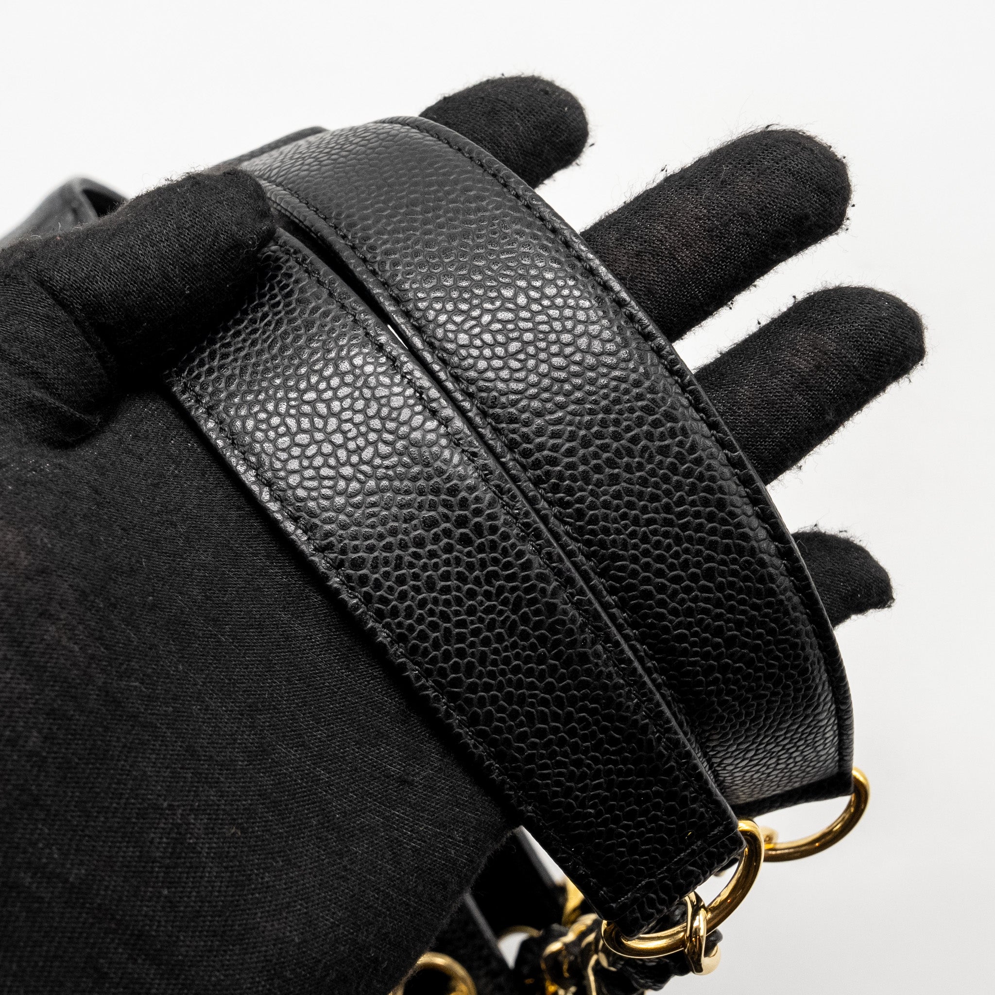 CHANEL PETIT SHOPPING TOTE BAG CAVIAR BLACK GHW