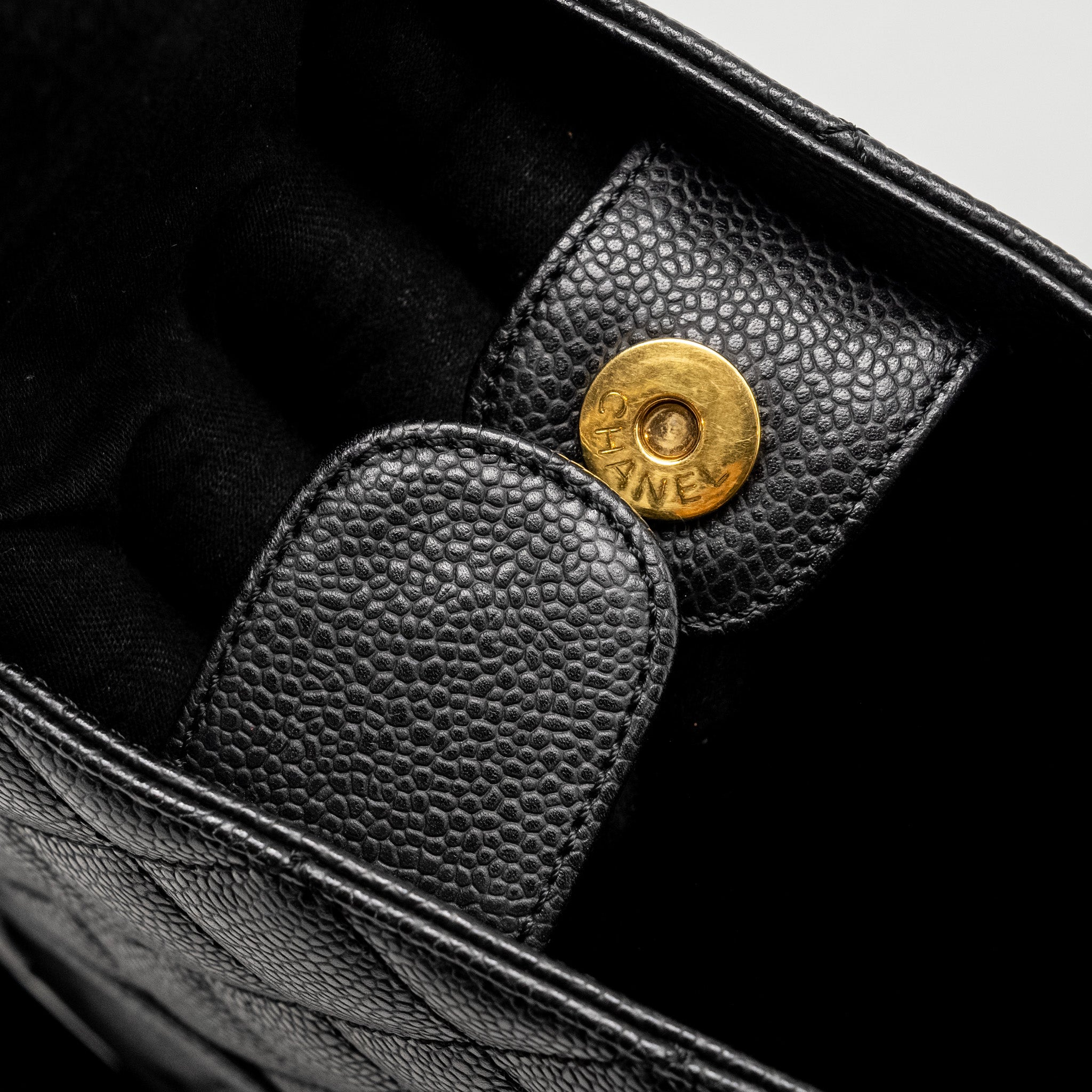 CHANEL PETIT SHOPPING TOTE BAG CAVIAR BLACK GHW