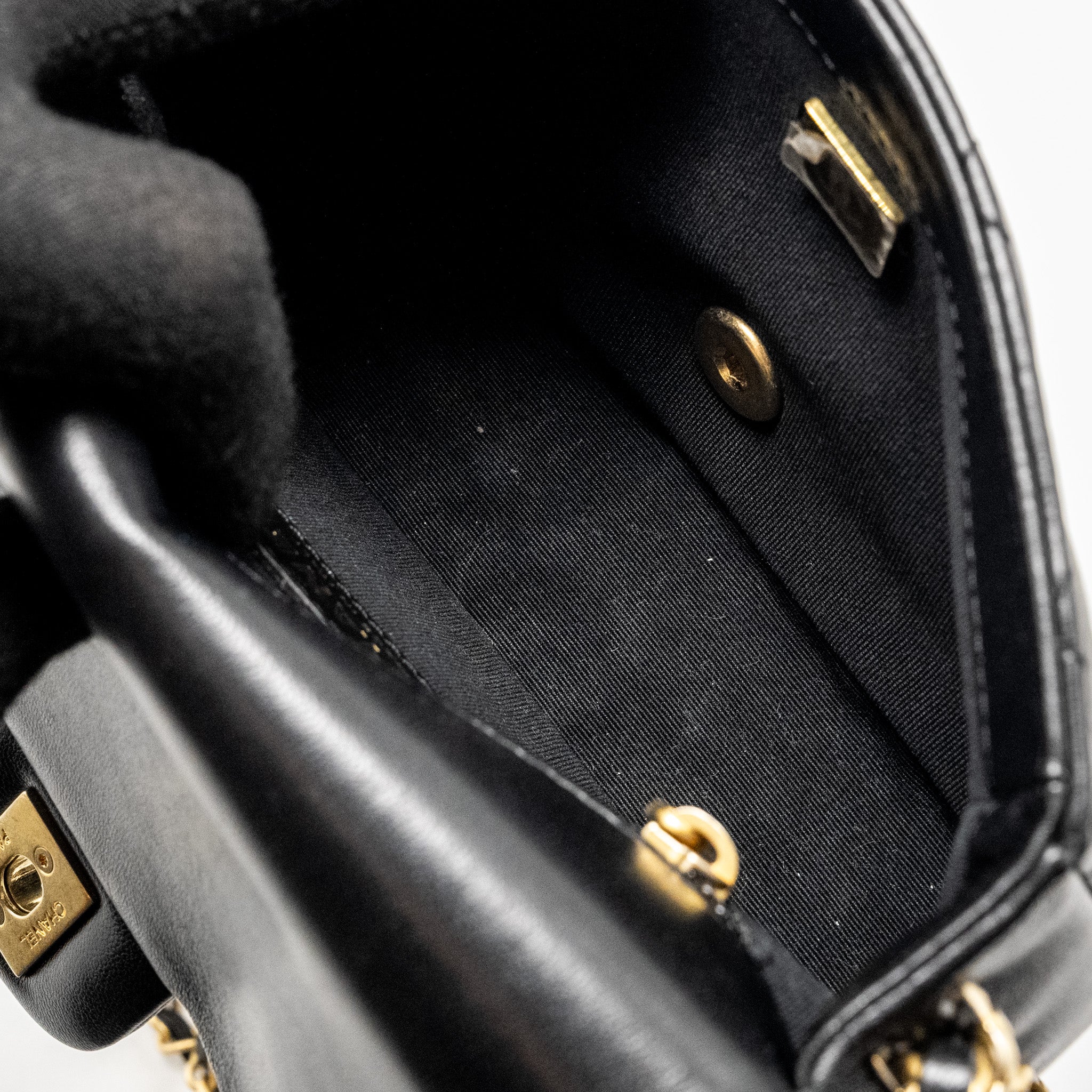 CHANEL MINI COCO CC LOGO QUILTED FLAP BAG LAMBSKIN BLACK GHW (MICROCHIP)
