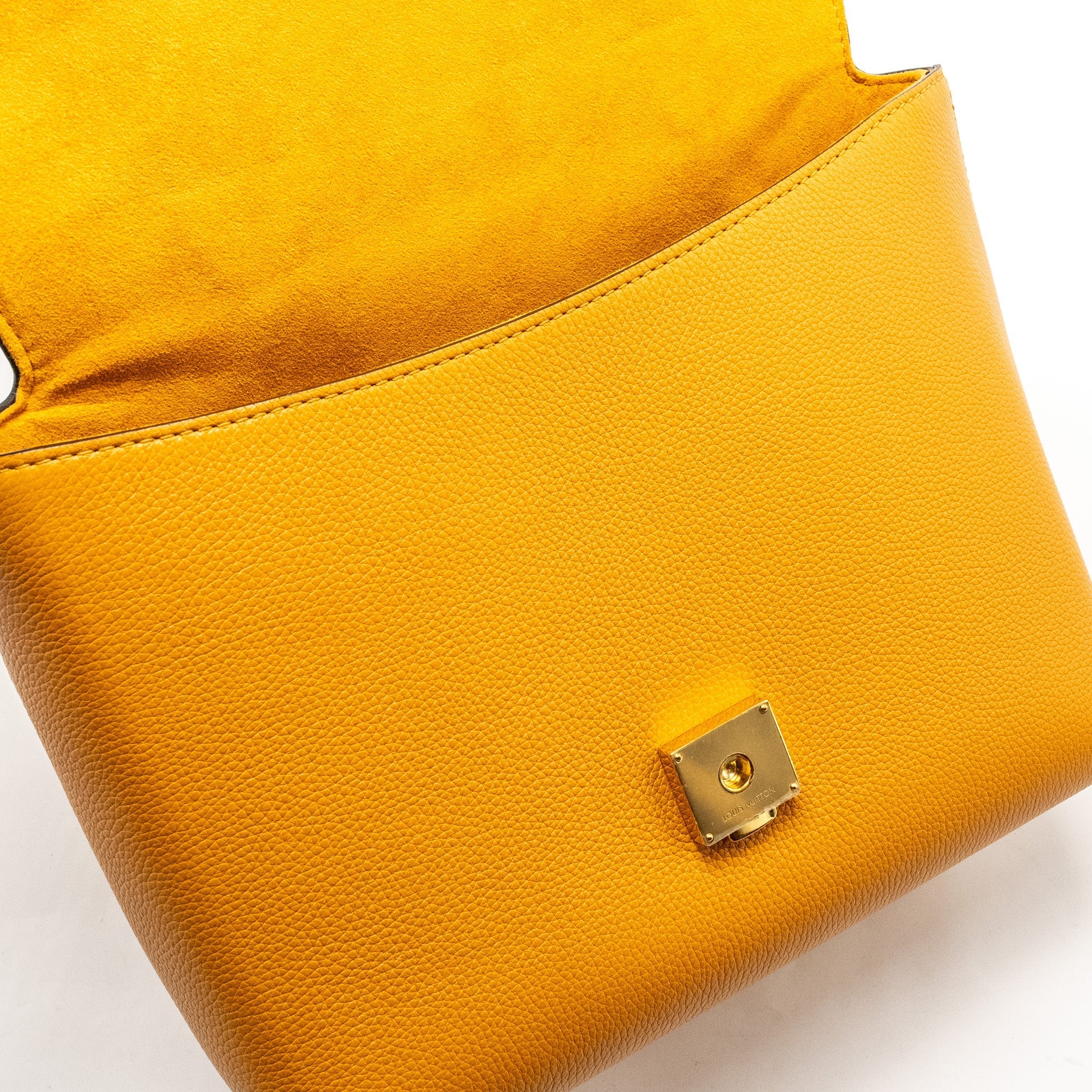 LOUIS VUITTON TOP HANDLE FLAP BAG CALFSKIN YELLOW GHW