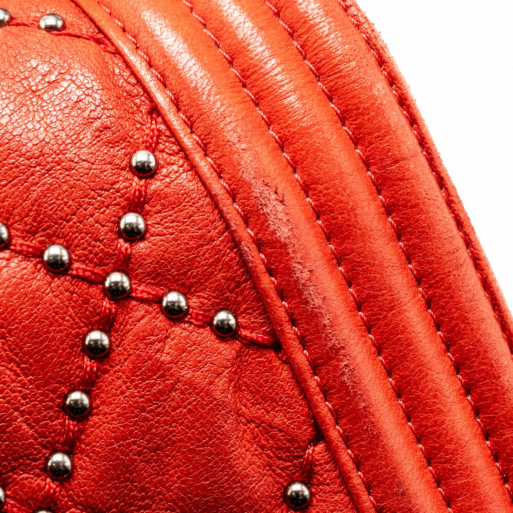 CHANEL MEDIUM BOY BAG LAMBSKIN RED RUTHENIUM SHW