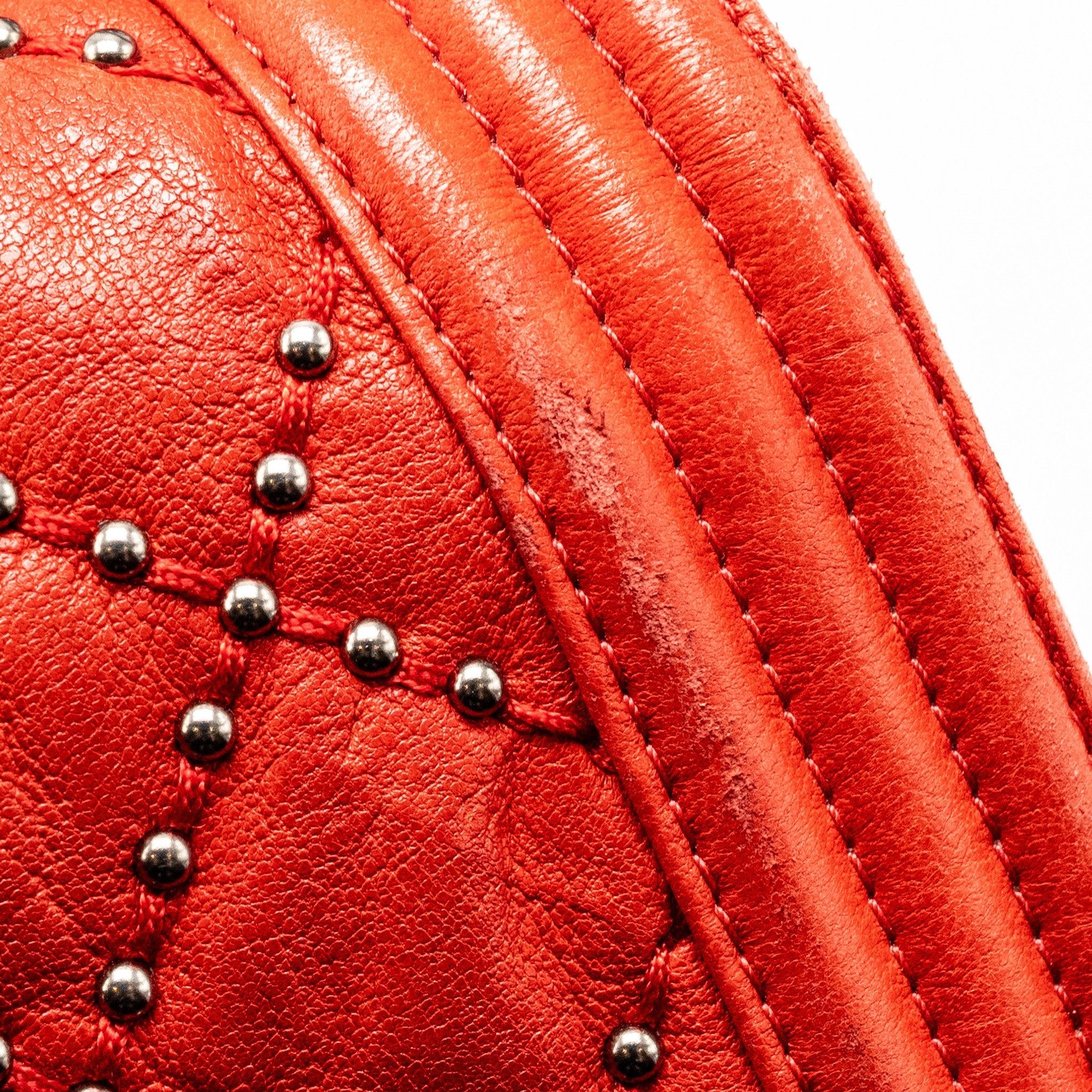 CHANEL MEDIUM BOY BAG LAMBSKIN RED RUTHENIUM SHW