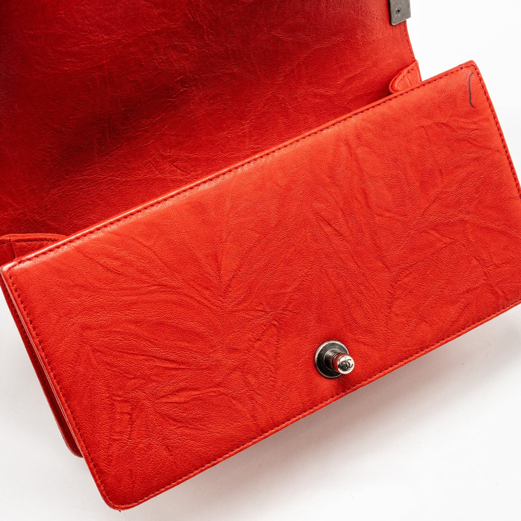 CHANEL MEDIUM BOY BAG LAMBSKIN RED RUTHENIUM SHW