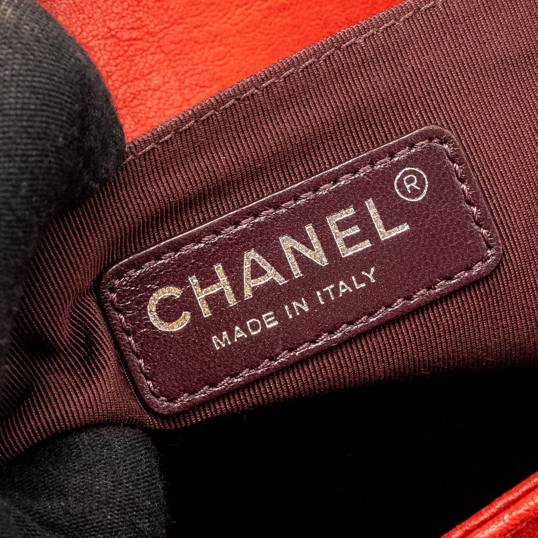 CHANEL MEDIUM BOY BAG LAMBSKIN RED RUTHENIUM SHW