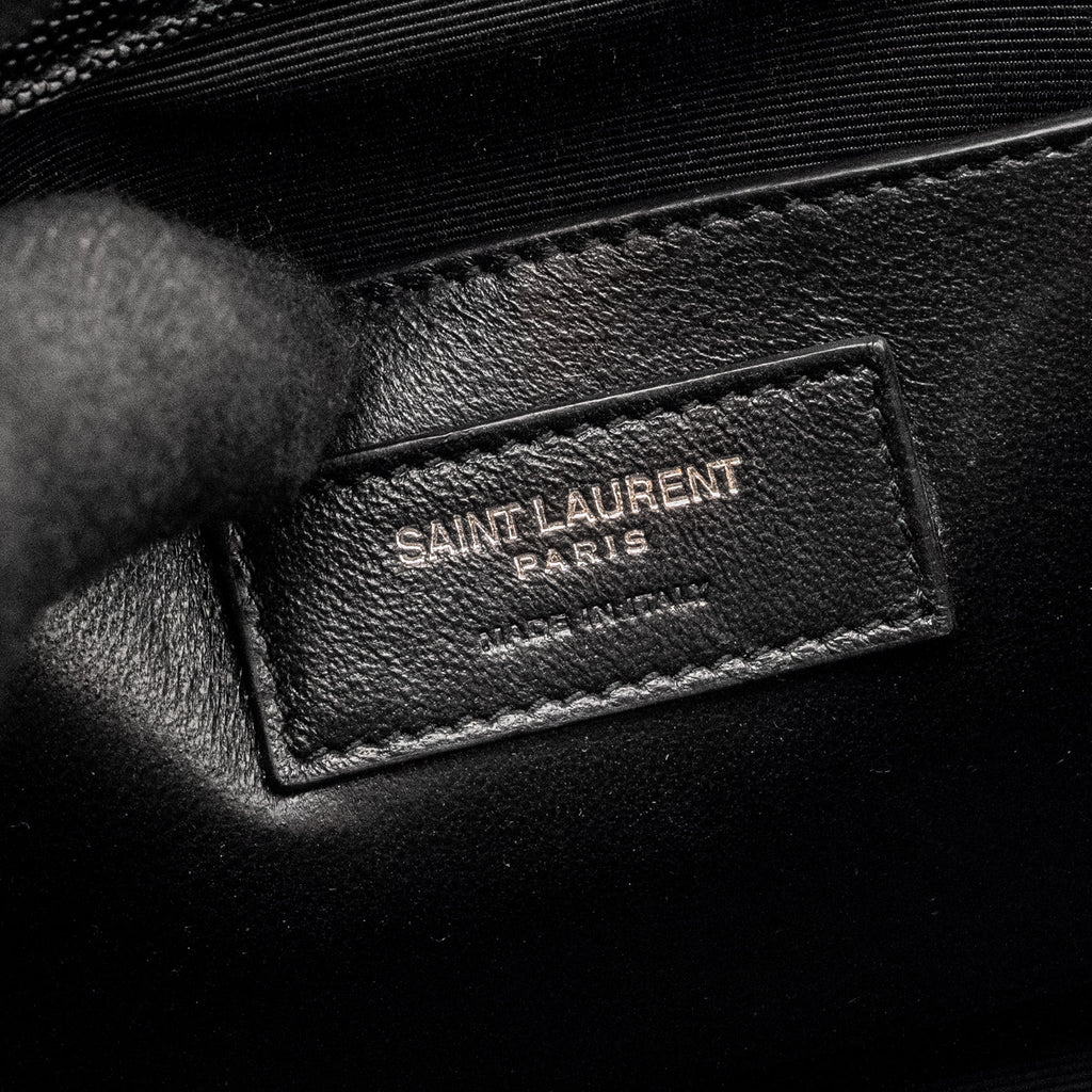 SAINT LAURENT/YSL MEDIUM ENVELOPE CHAIN BAG GRAINED CALFSKIN MIX MATELASSE BLACK SHW