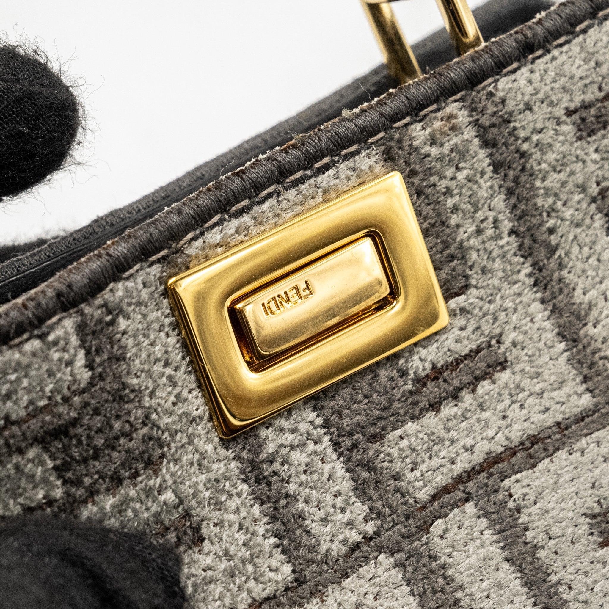 FENDI NANO PEEKABOO BAG FABRIC DARK GREY GHW