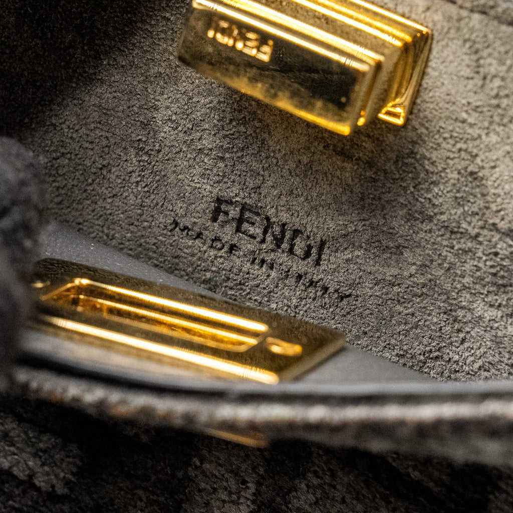 FENDI NANO PEEKABOO BAG FABRIC DARK GREY GHW