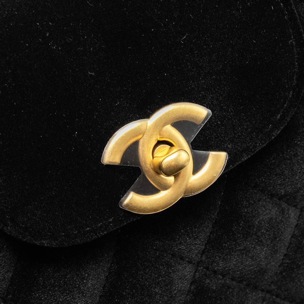CHANEL 24A MINI SHOPPING TOTE/MINI KELLY VELVET BLACK GHW (MICROCHIP)