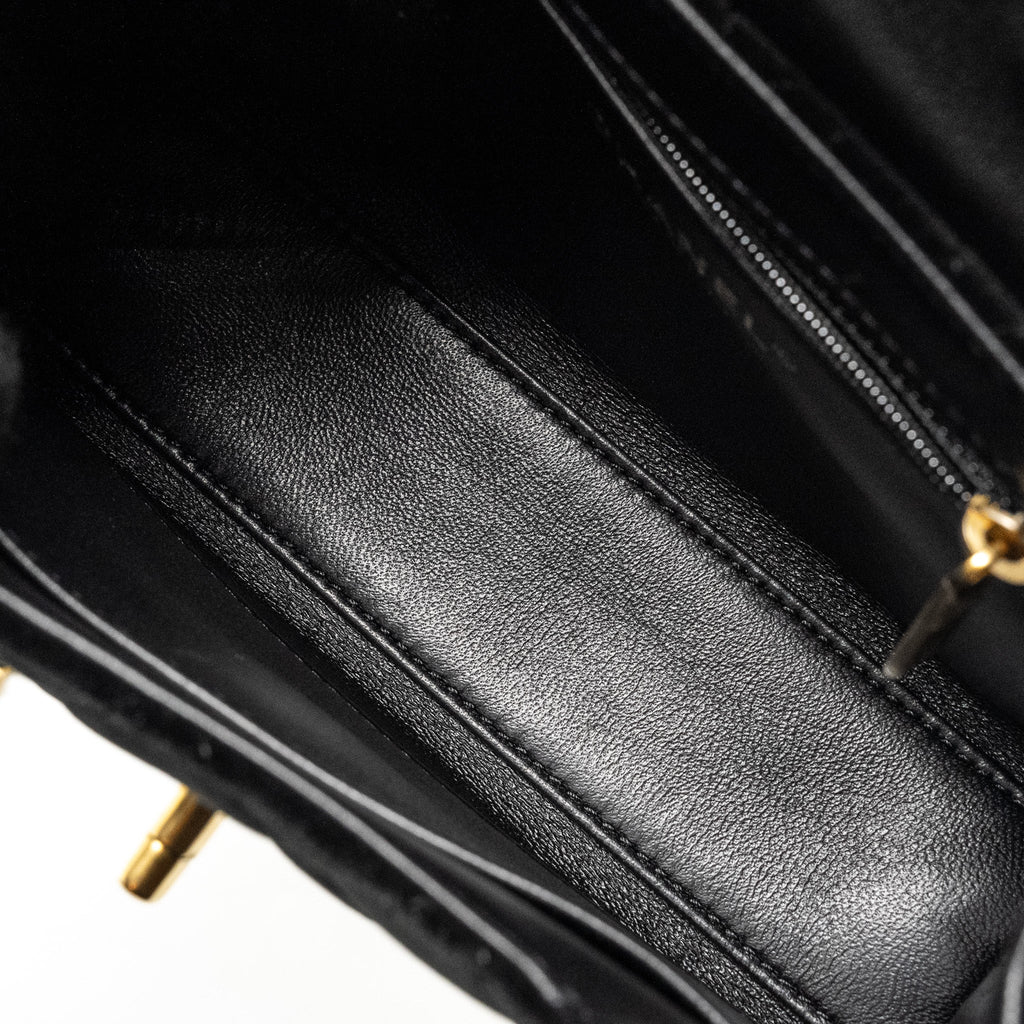 CHANEL 24A MINI SHOPPING TOTE/MINI KELLY VELVET BLACK GHW (MICROCHIP)