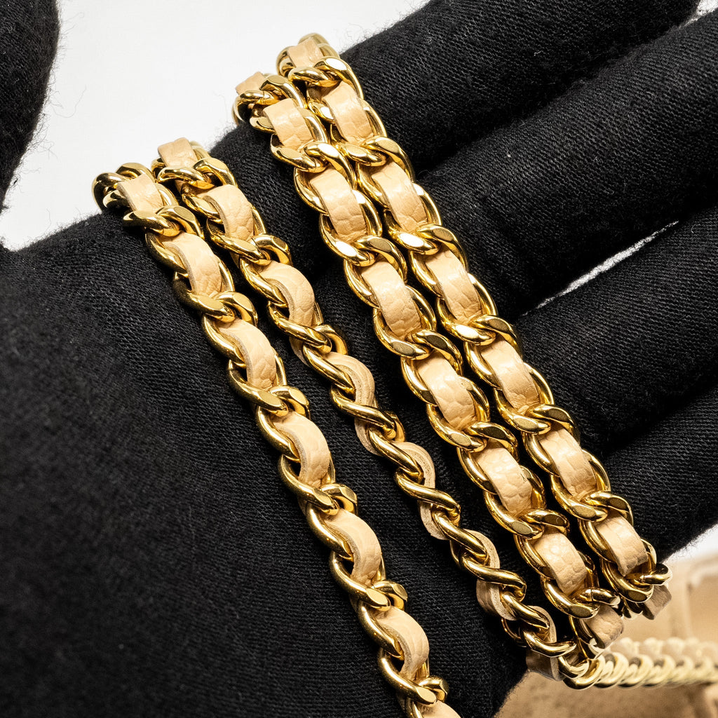 CHANEL CLASSIC WALLET ON CHAIN CAVIAR BEIGE GHW (MICROCHIP)