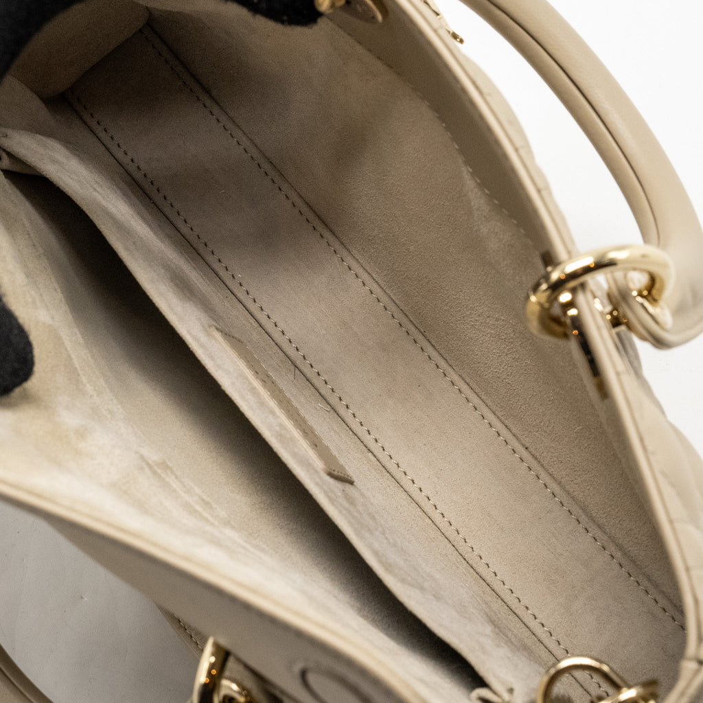 DIOR MEDIUM LADY D-JOY BAG LAMBSKIN BEIGE LGHW