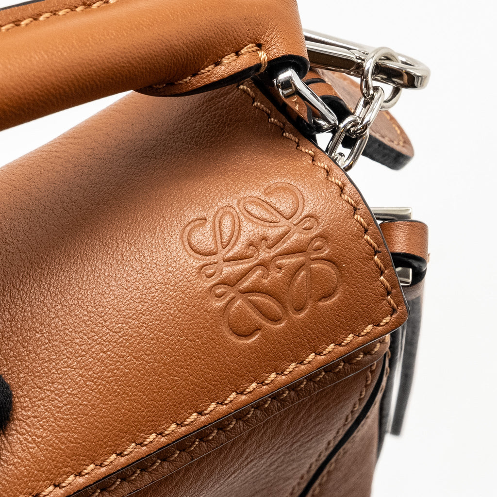 LOEWE NANO PUZZLE BAG CALFSKIN BROWN SHW