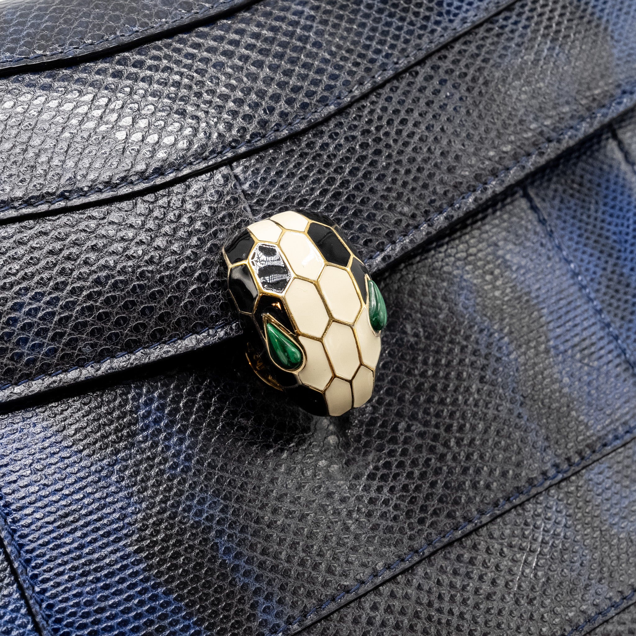 BVLGARI SERPENTI SHOULDER BAG KARUNG SKIN DARK BLUE LGHW