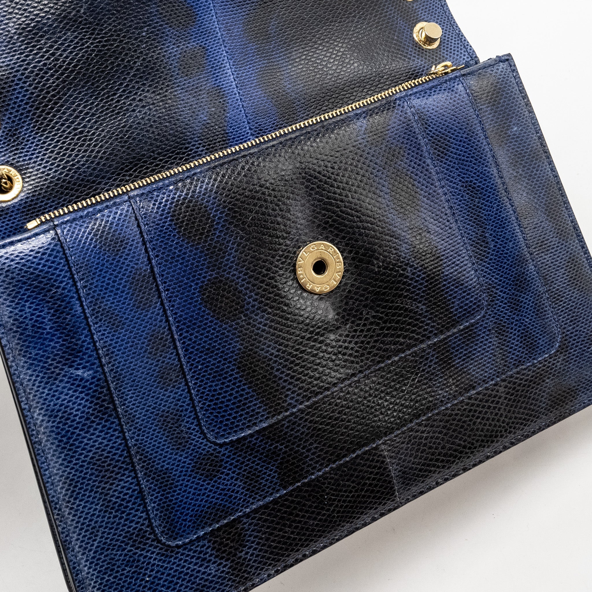 BVLGARI SERPENTI SHOULDER BAG KARUNG SKIN DARK BLUE LGHW