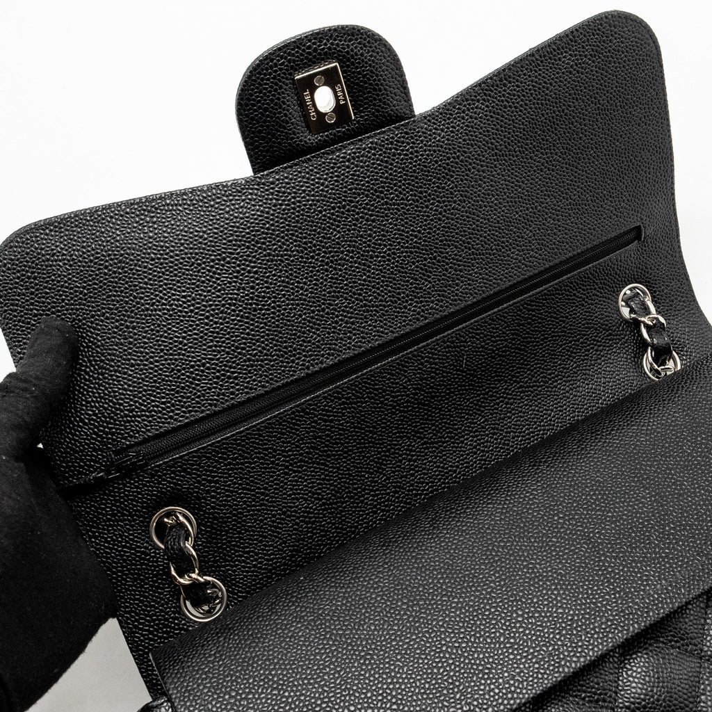 CHANEL JUMBO CLASSIC DOUBLE FLAP BAG CAVIAR BLACK SHW