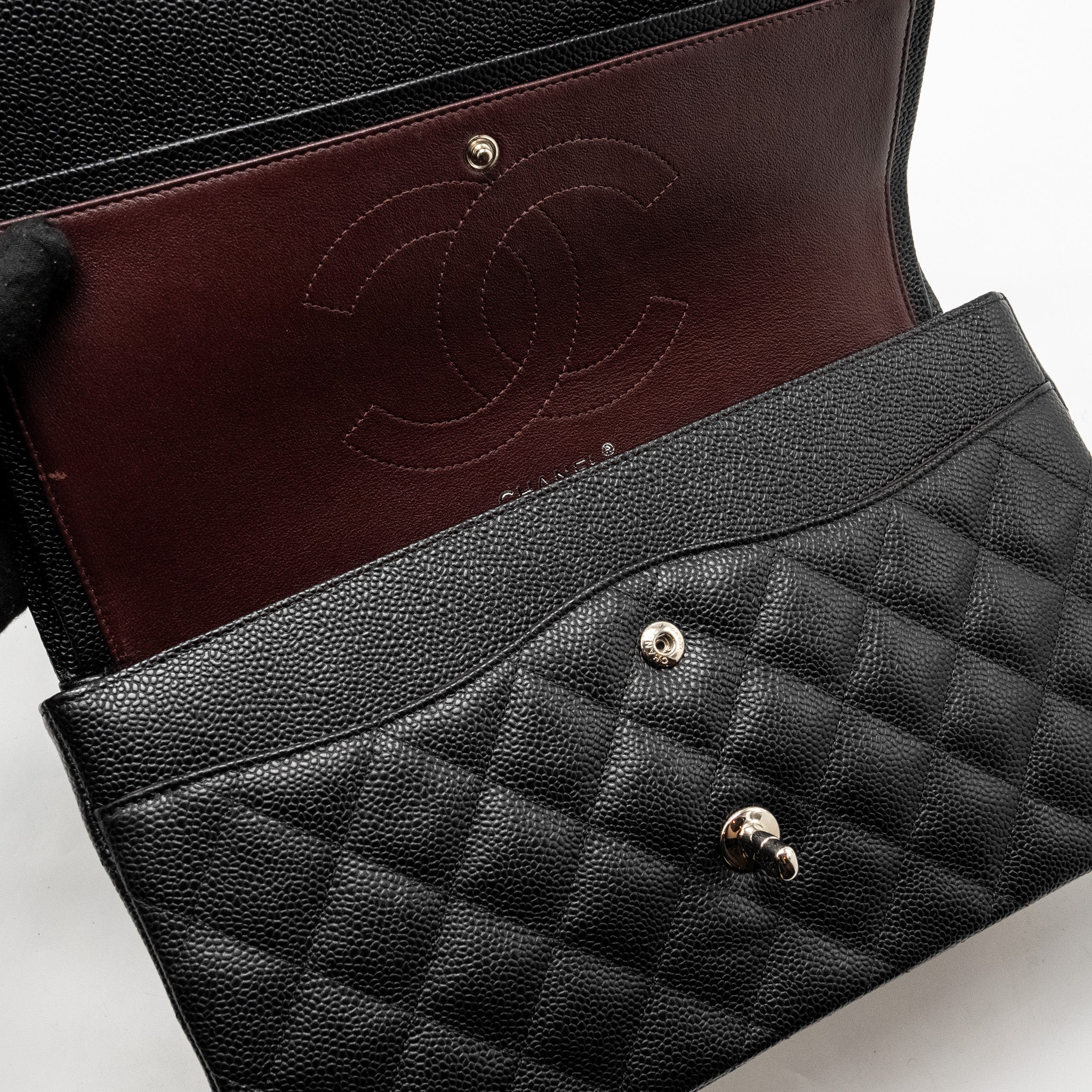 CHANEL JUMBO CLASSIC DOUBLE FLAP BAG CAVIAR BLACK SHW