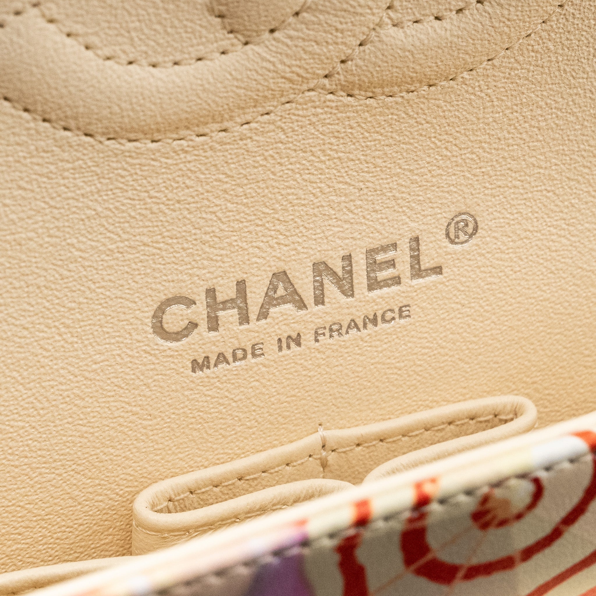 CHANEL MEDIUM DOUBLE FLAP BAG UMBRELLA RAINBOW PRINT CALFSKIN MULTICOLOUR SHW