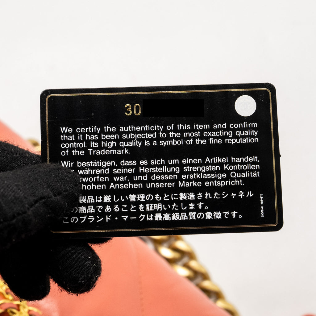 CHANEL SMALL 19 BAG SHINY GOATSKIN CORAL MULTICOLOUR HARDWARE