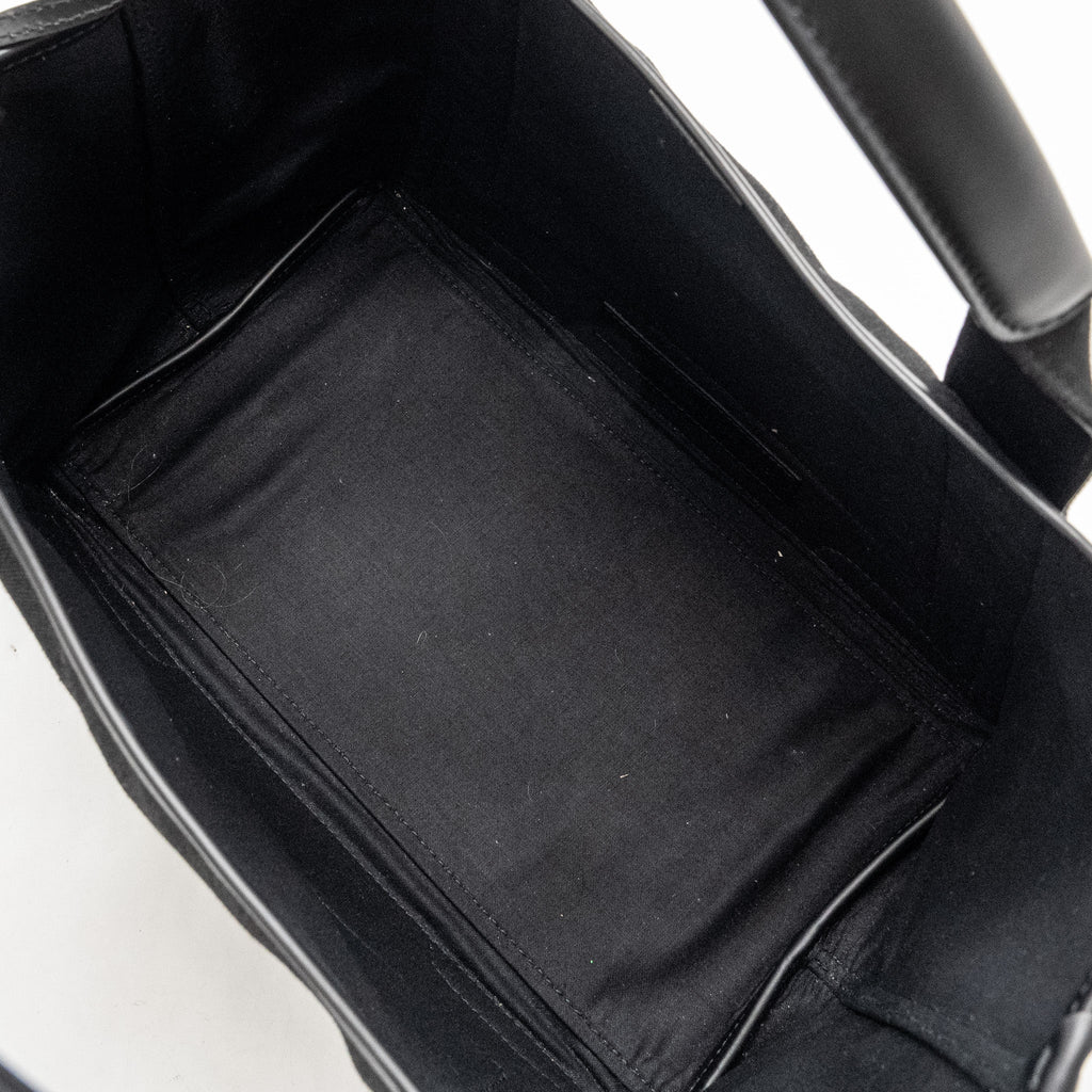 BALENCIAGA CABAS LOGO TOTE BAG CANVAS/ CALFSKIN BLACK SHW