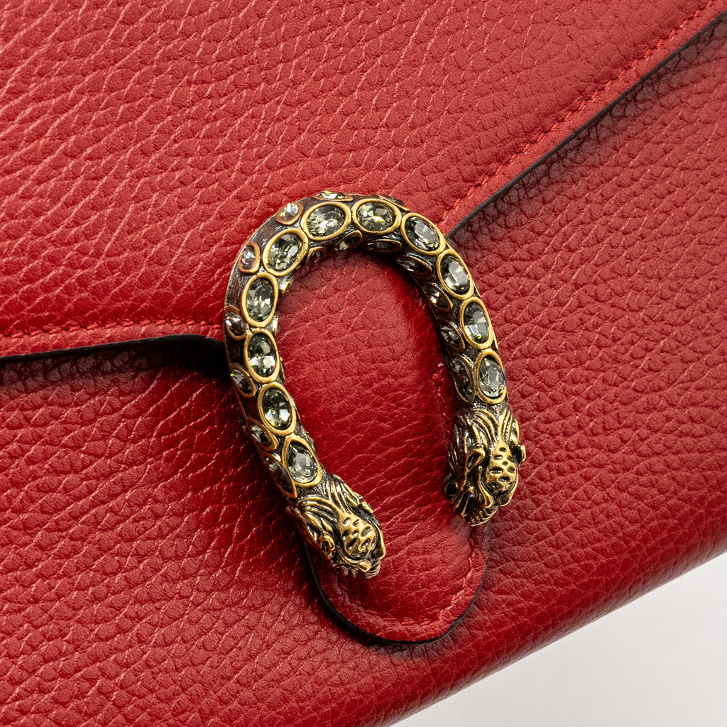GUCCI DIONYSUS WALLET ON CHAIN CALFSKIN RED MULTICOLOUR HARDWARE