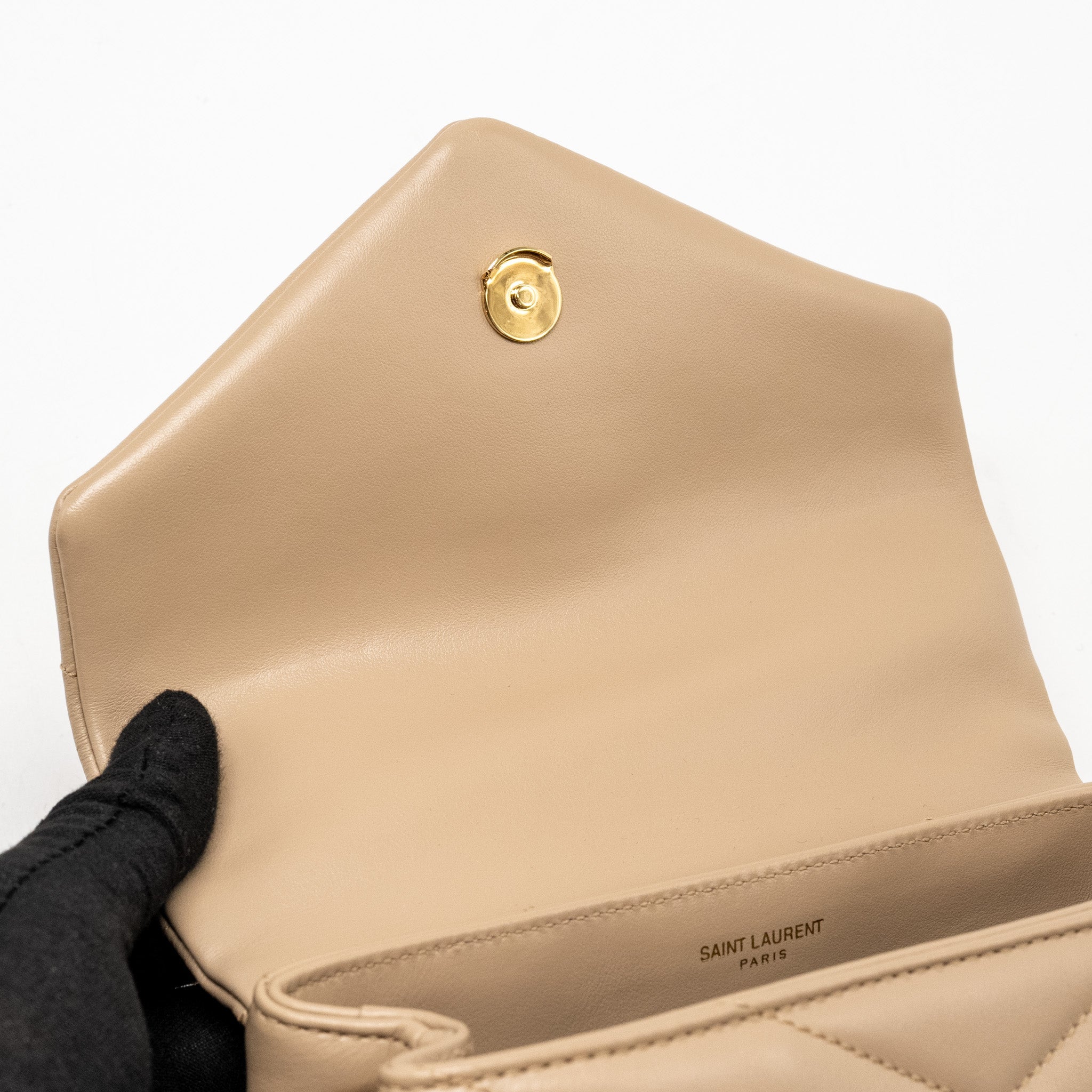 SAINT LAURENT/ YSL LOULOU TOY STRAP BAG CALFSKIN BEIGE GHW
