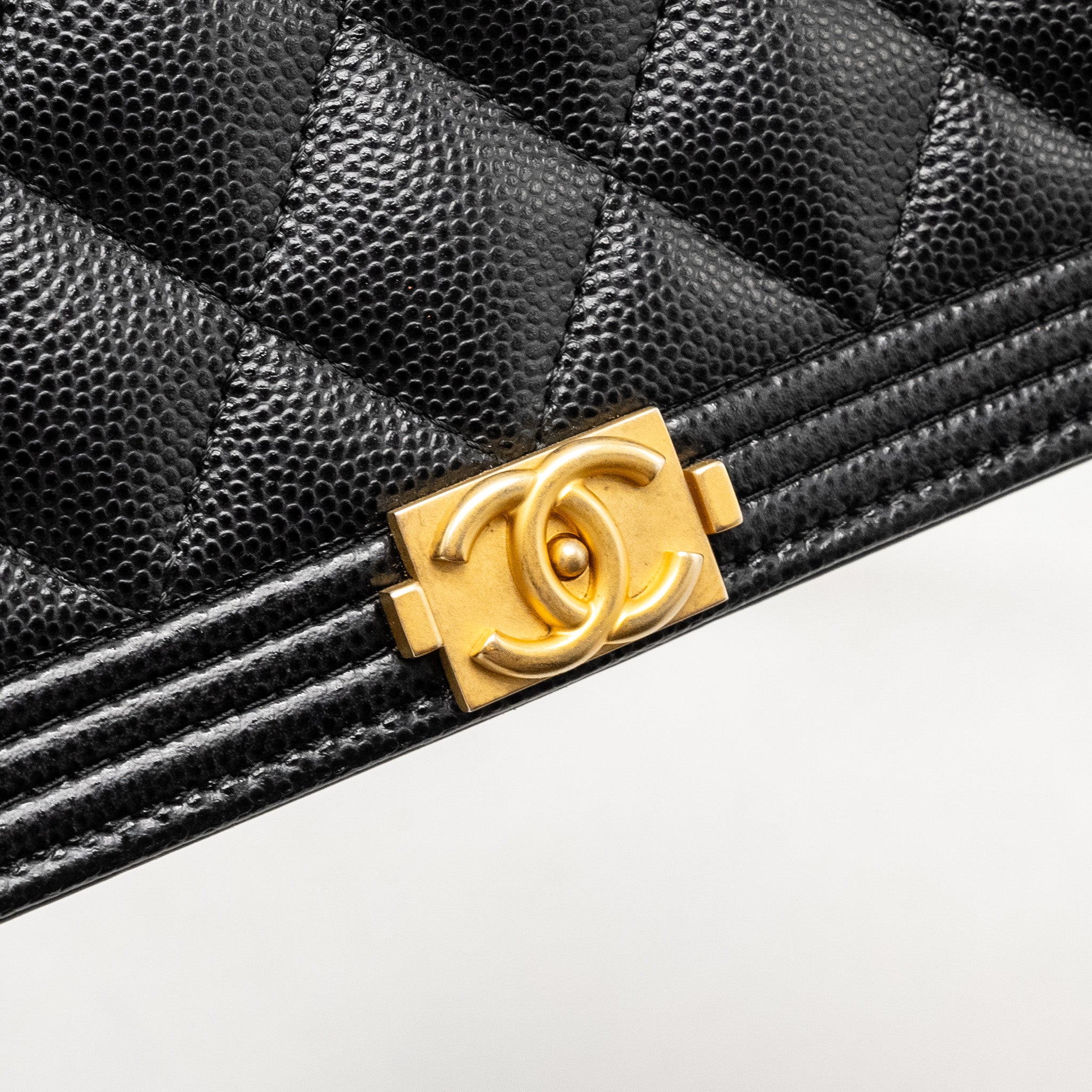 CHANEL BOY WALLET ON CHAIN CAVIAR BLACK GHW