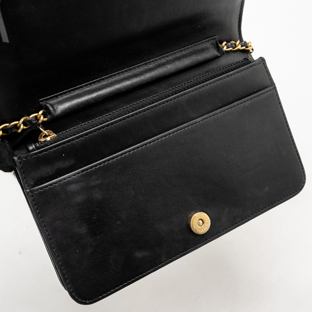 CHANEL BOY WALLET ON CHAIN CAVIAR BLACK GHW